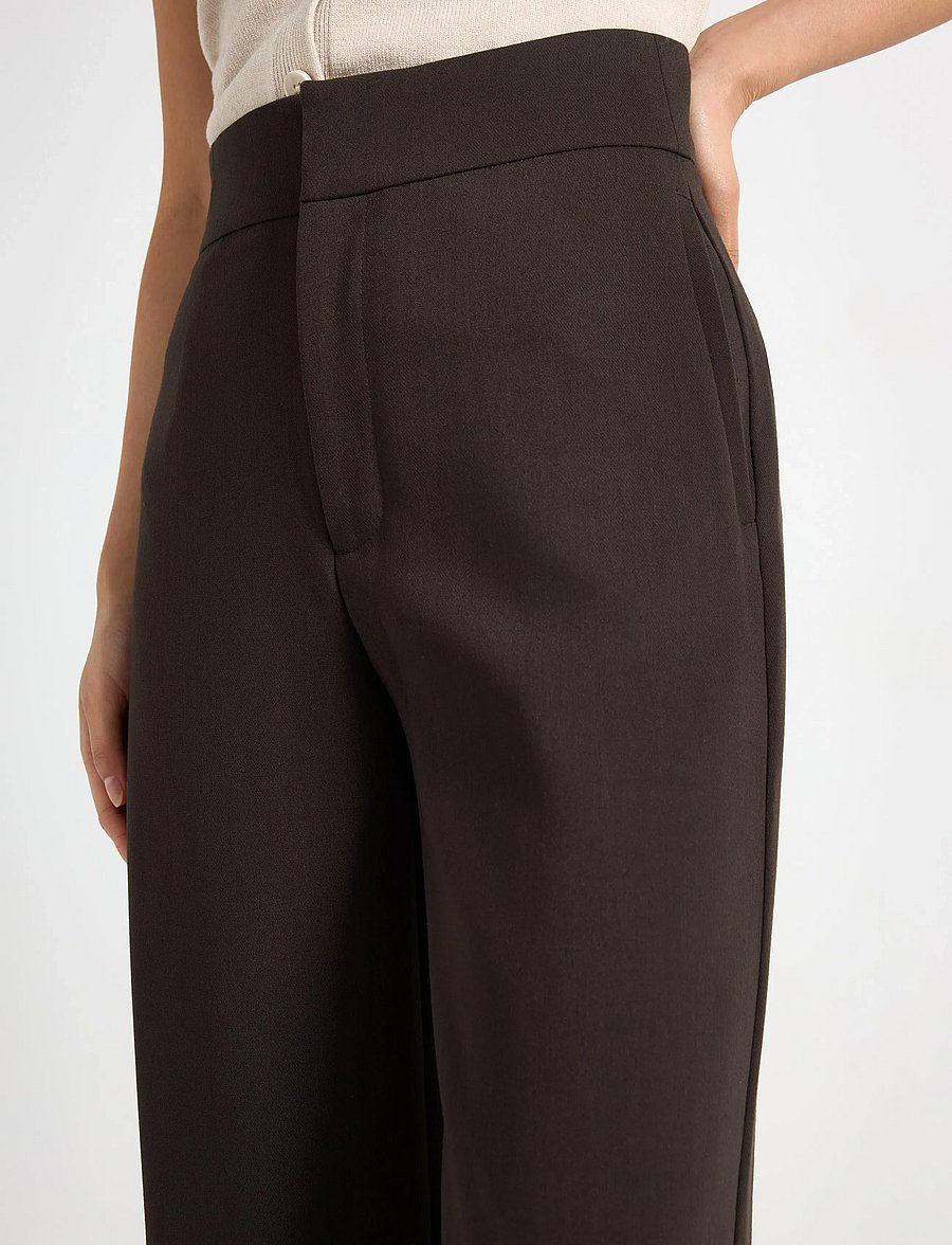 Lindex - Lykke wide trousers - hosen mit weitem bein - dark brown - 4