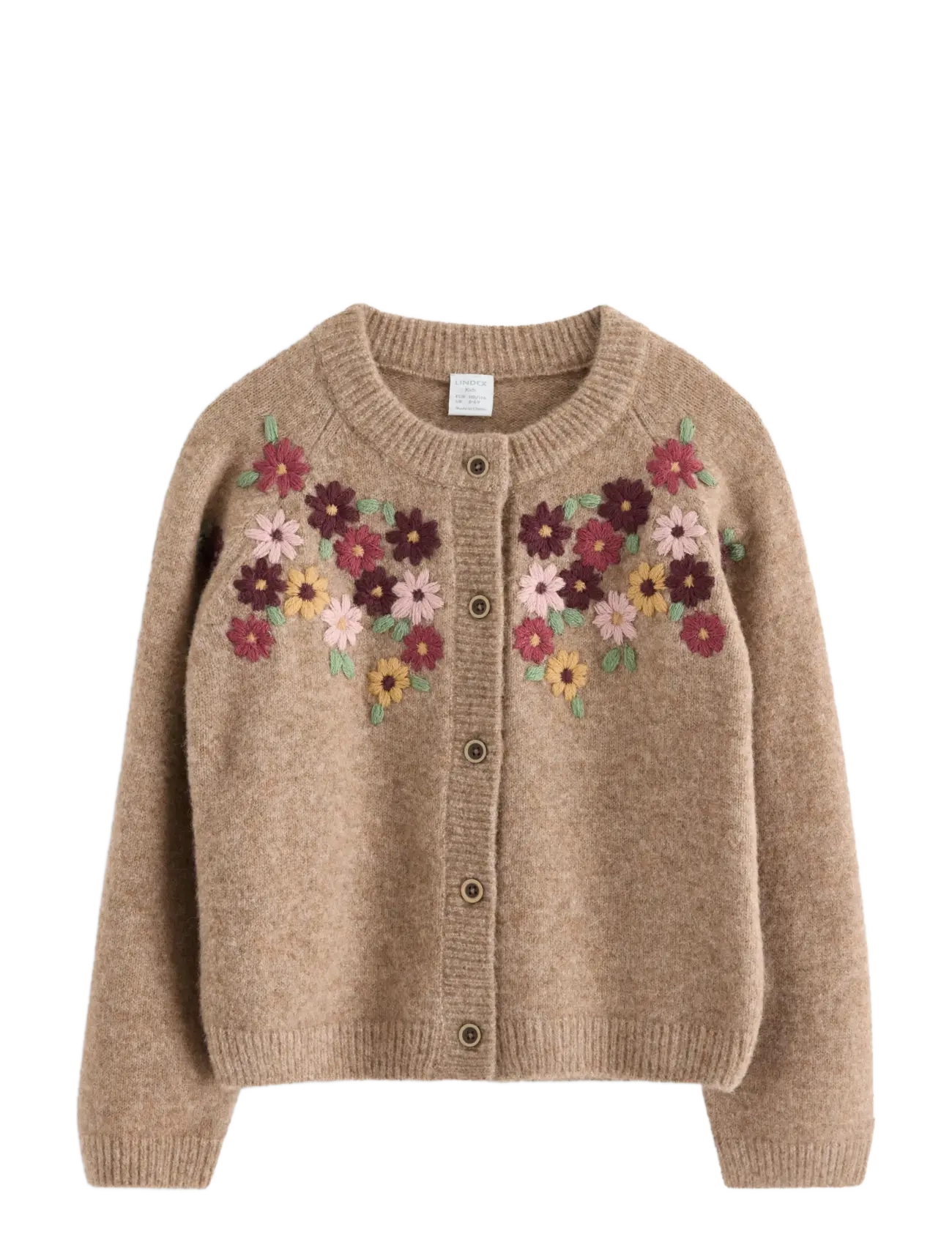 Lindex Knitted cardigan with embroidery - Stickat - BEIGE MELANGE / beige