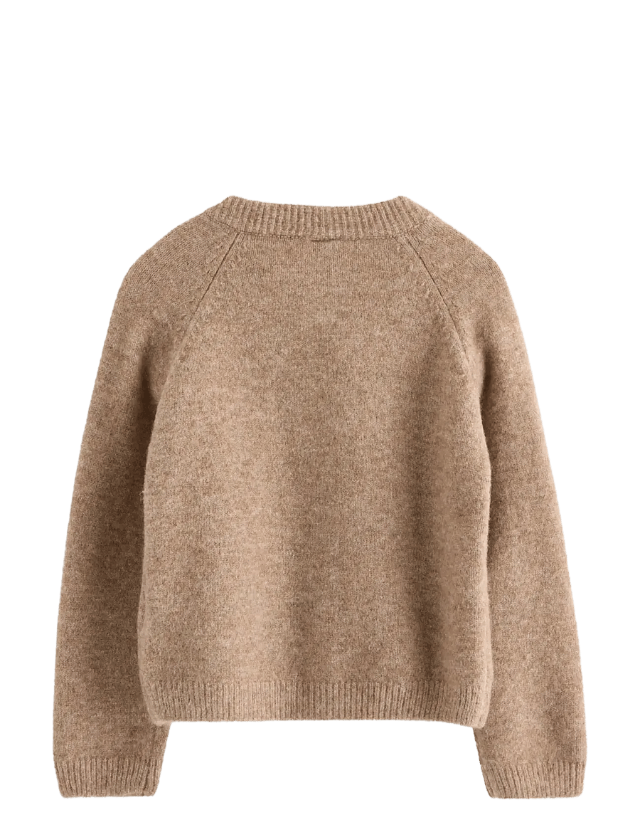 Lindex - Knitted cardigan with embroidery - cardigans - beige melange - 1