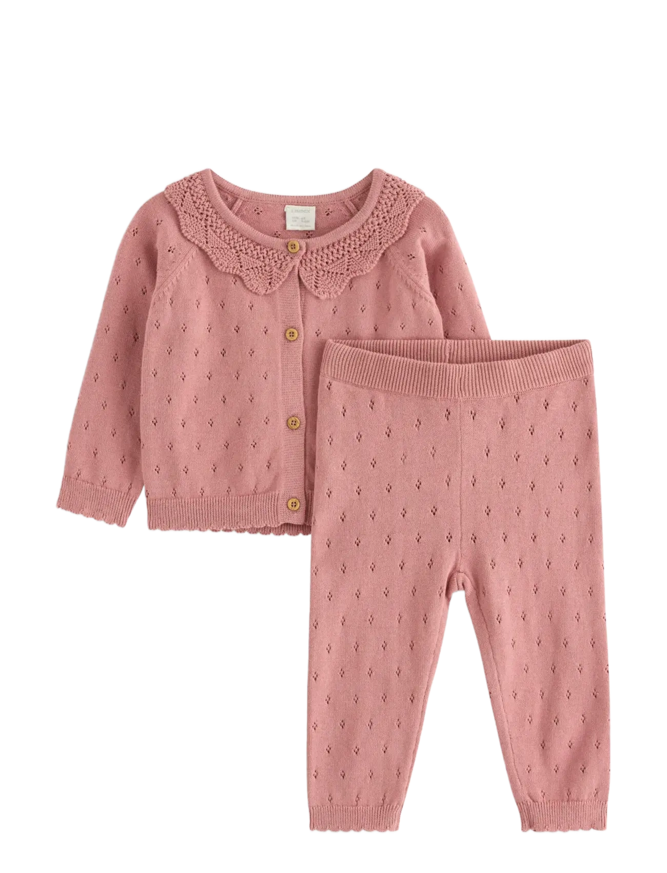 Lindex Set With Cardigan And Trousers, 74, Sets, Rosa - Sets Long-sleeved T-shirt, Kinder