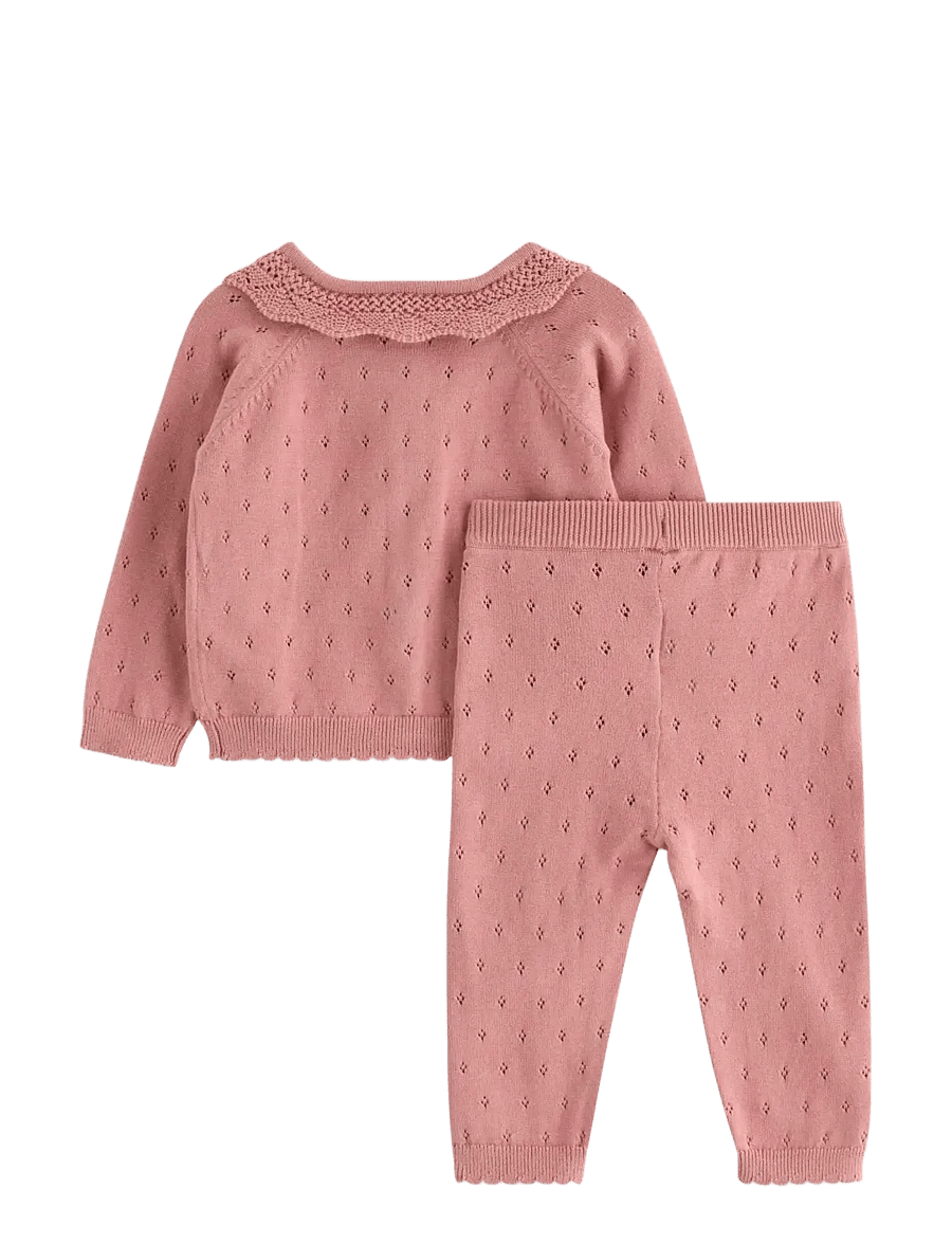 Lindex - Set with cardigan and trousers - dusty pink - 1