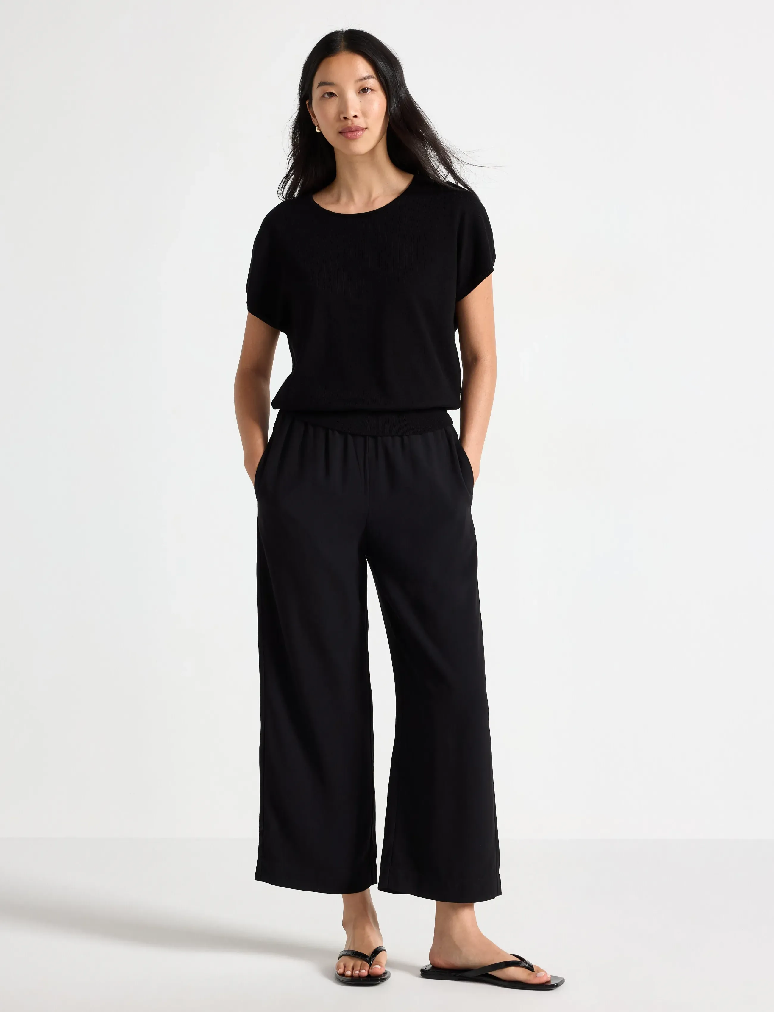 Lindex STRAIGHT Bella cropped trousers - Modetrender - BLACK / black