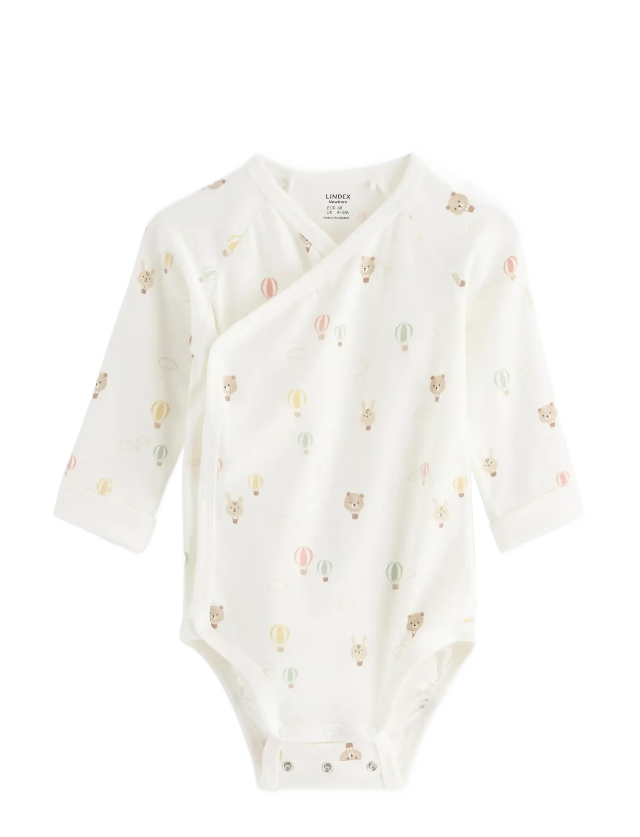 Lindex Long-Sleeved Wrap Bodysuit, 56, Cream, Bodys > Langærmede, Børn