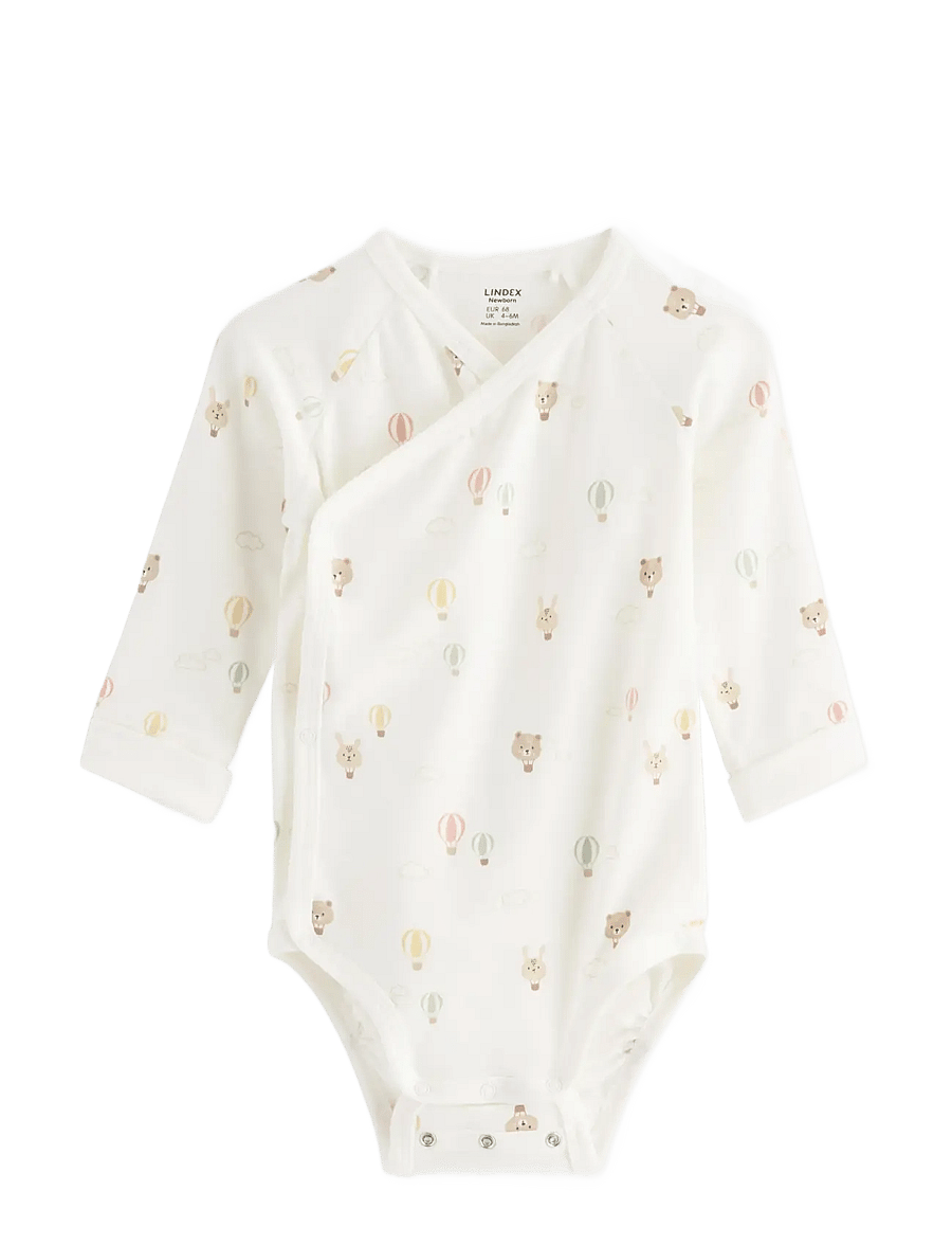 Lindex - Long-sleeved wrap bodysuit - langärmelige bodys - light dusty white - 0
