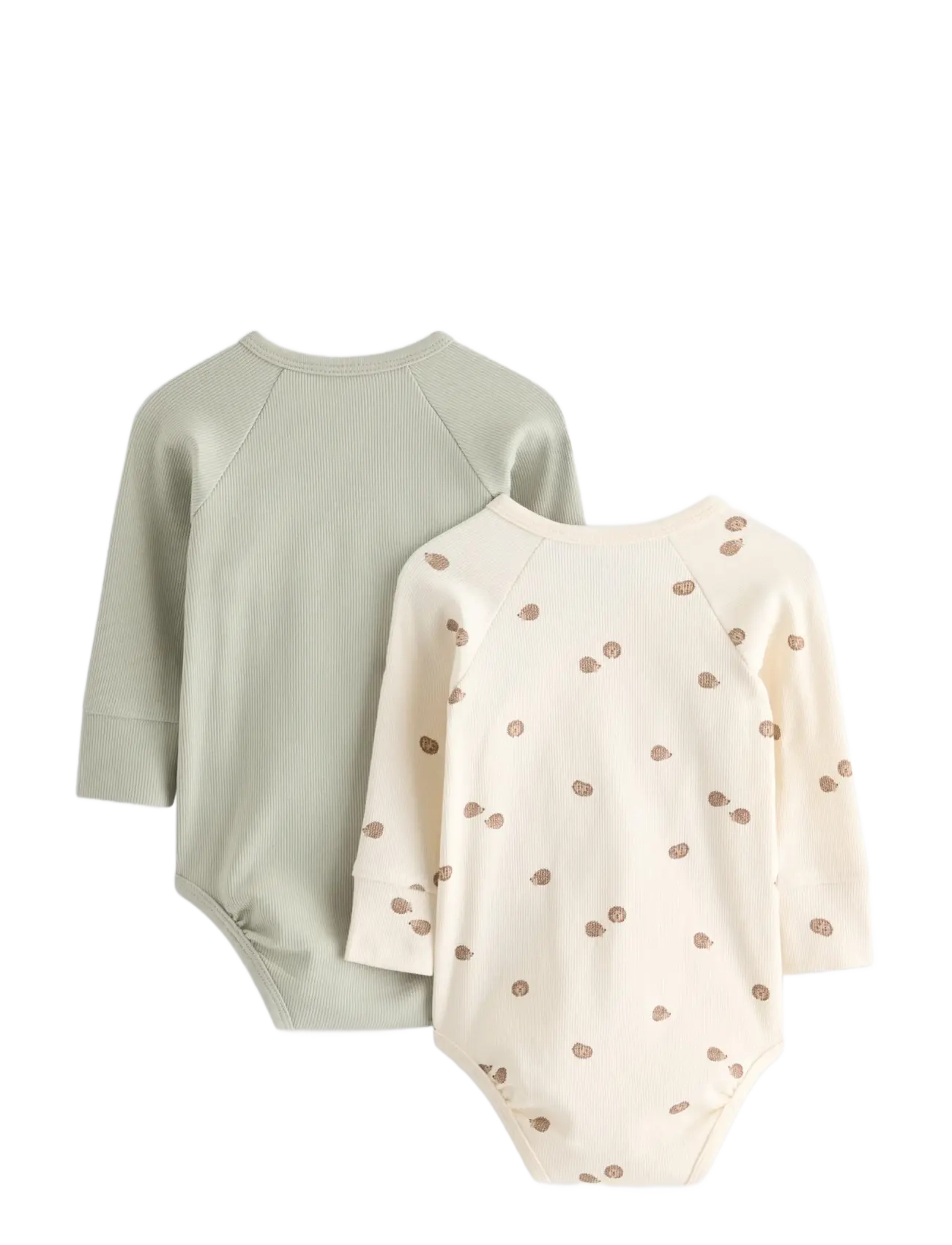 Lindex - 2-pack ribbed wrap bodysuits - pikkade varrukatega - light dusty green - 1
