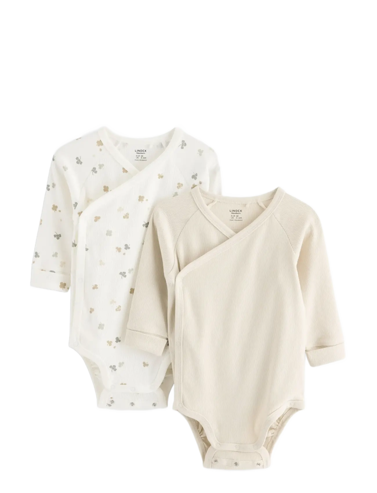 Lindex 2-pack ribbed wrap bodysuits - Bodysuits - LIGHT DUSTY WHITE / cream