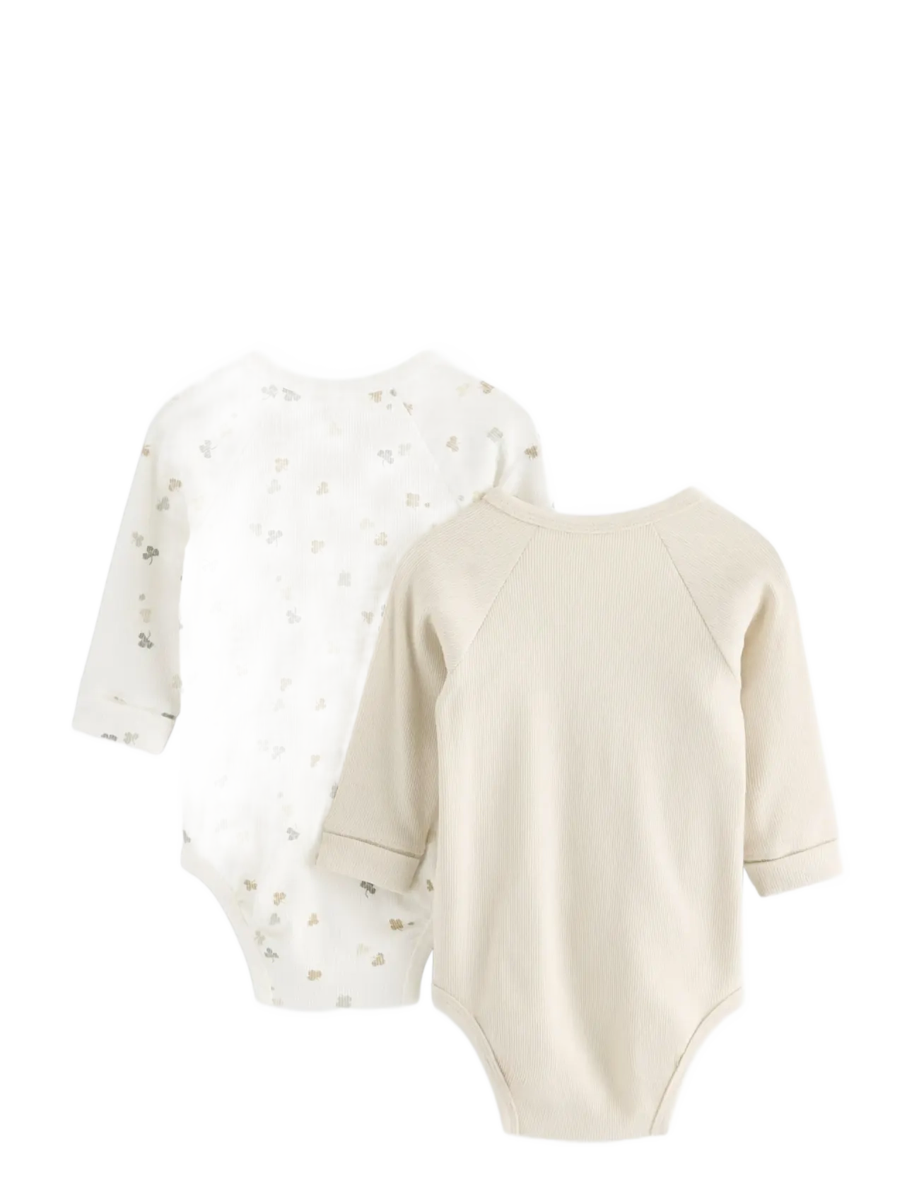 Lindex - 2-pack ribbed wrap bodysuits - light dusty white - 1