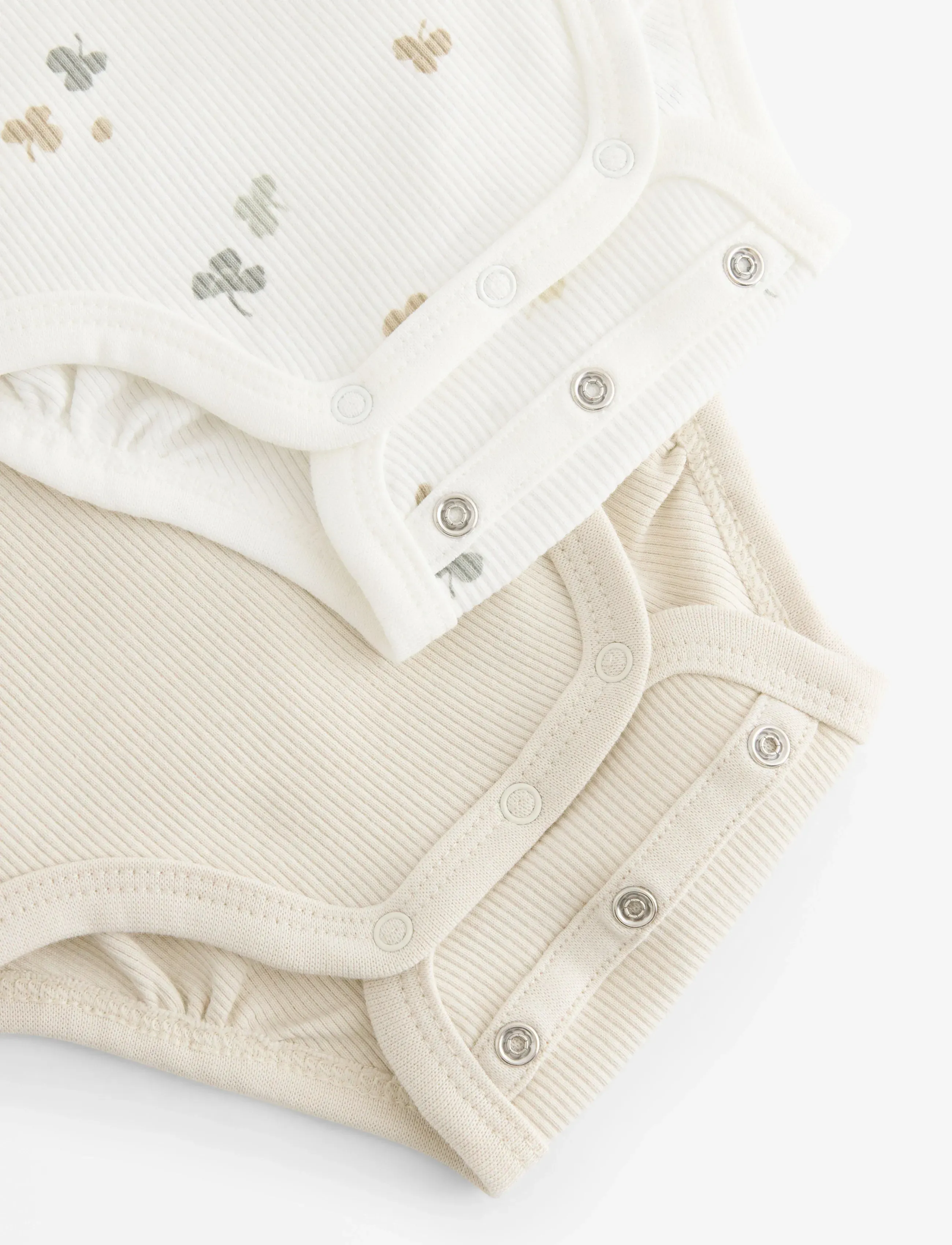 Lindex - 2-pack ribbed wrap bodysuits - light dusty white - 2