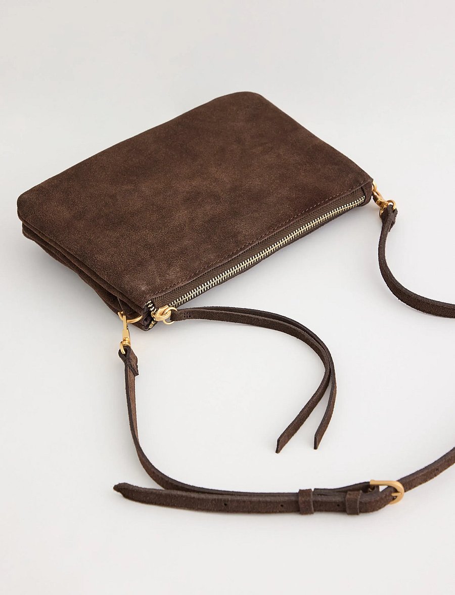 Lindex - Shoulder bag in suede - modetrends - dark brown - 2
