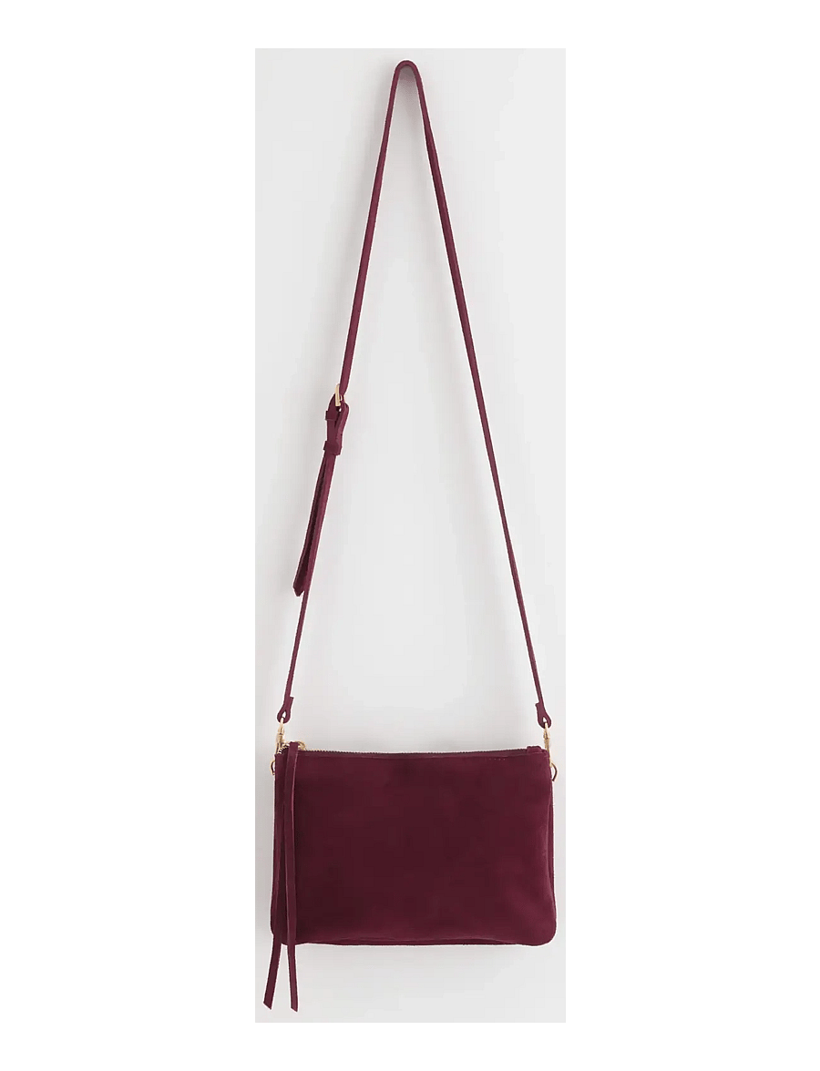 Lindex - Shoulder bag in suede - modetrends - dark red - 0