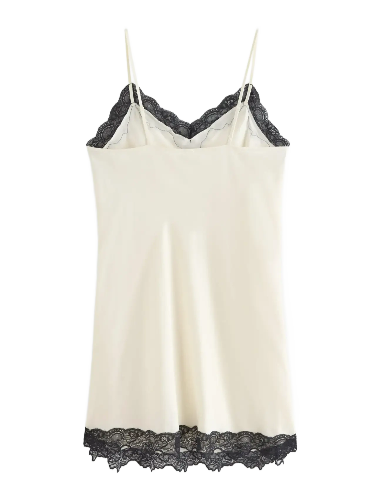 Lindex - Nightdress in satin with lace trim - dusty white - 2