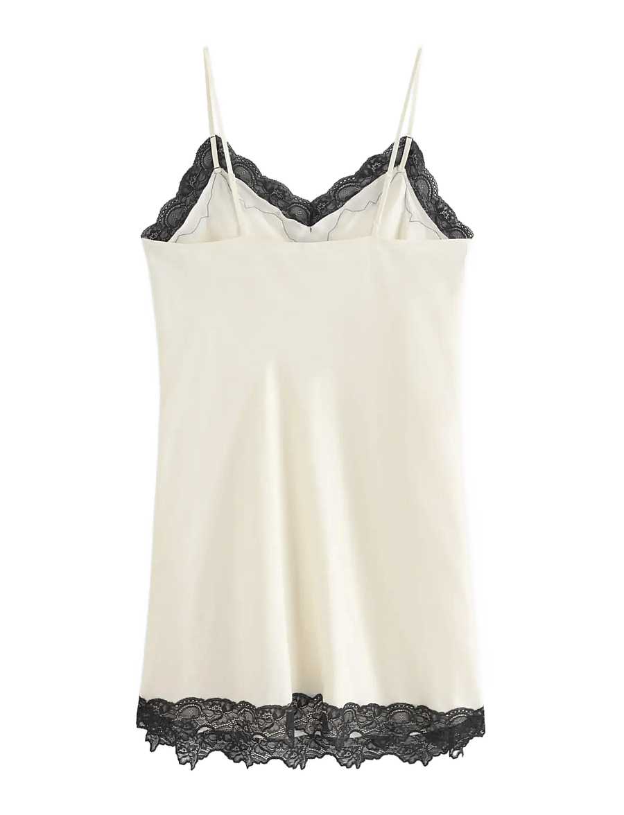 Lindex - Nightdress in satin with lace trim - natkjoler - dusty white - 2