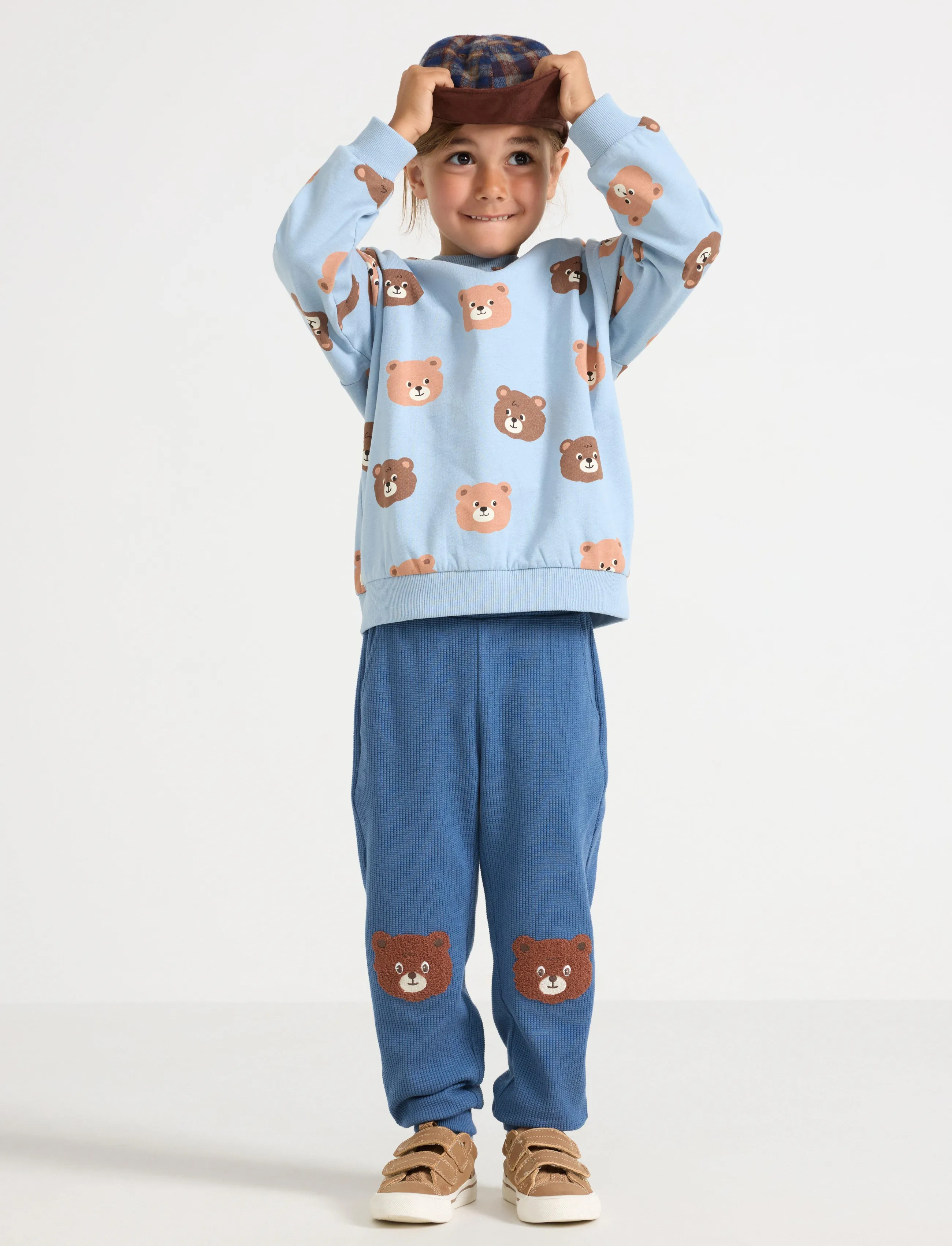 Lindex Waffled Joggers, 110, Unterteile, Blau - Sweatpants, Kinder