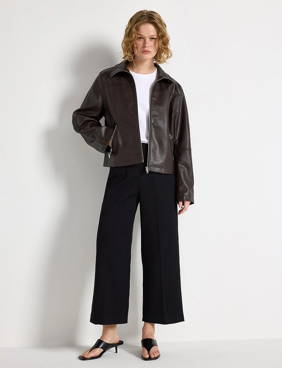 Lindex - Lykke wide cropped trousers - culottes - black - 0
