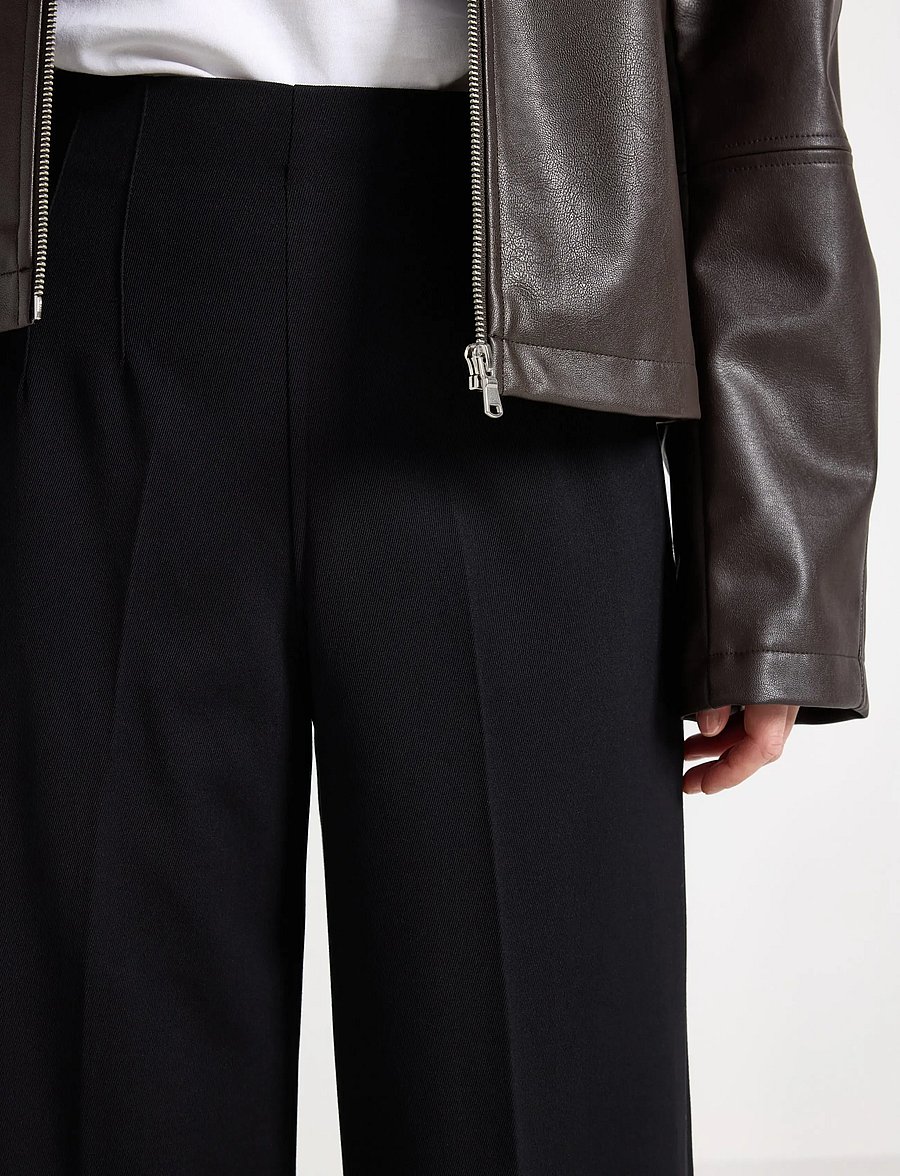 Lindex - Lykke wide cropped trousers - culottes - black - 4