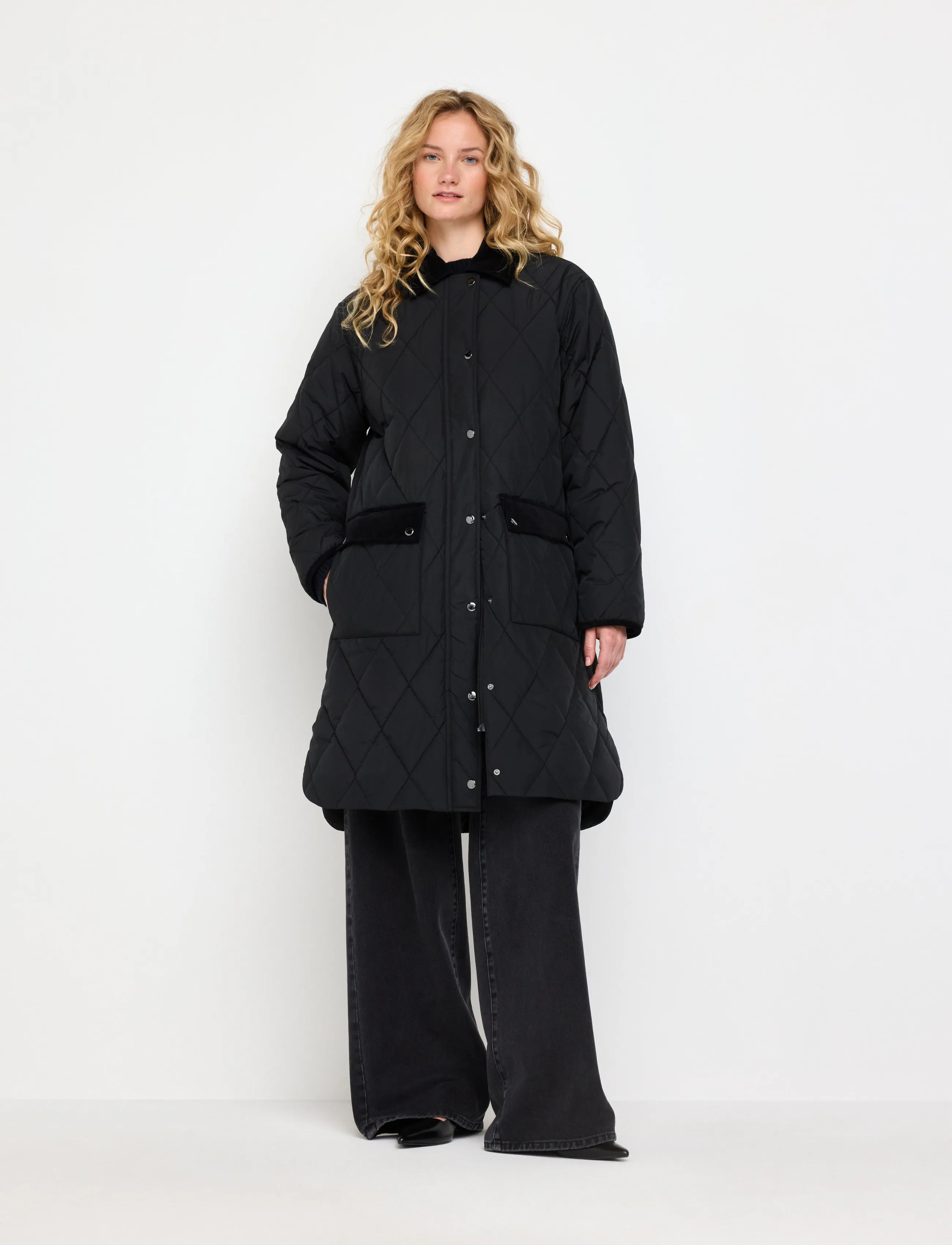 Lindex Quilted coat - Winter jackets - BLACK / black