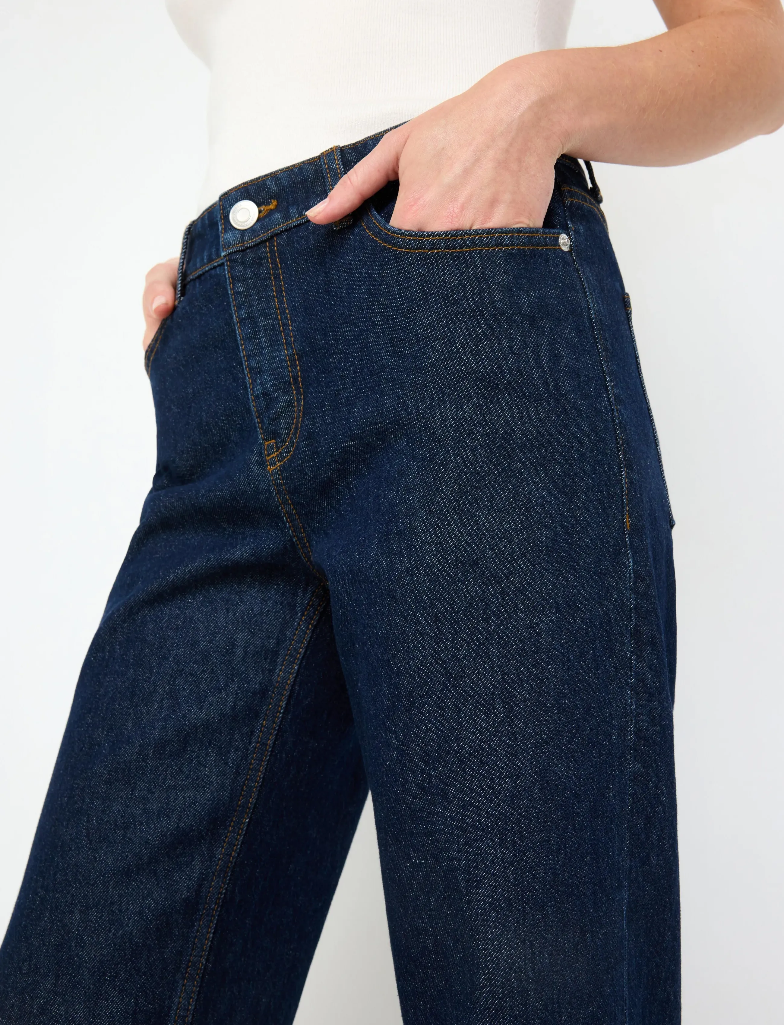 Lindex - STRAIGHT Nea cropped jeans with light stretch - dark denim - 4