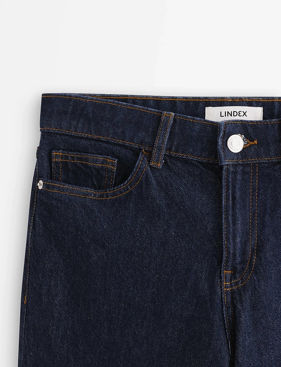 Lindex - STRAIGHT Nea cropped jeans with light stretch - gerade jeans - dark denim - 5