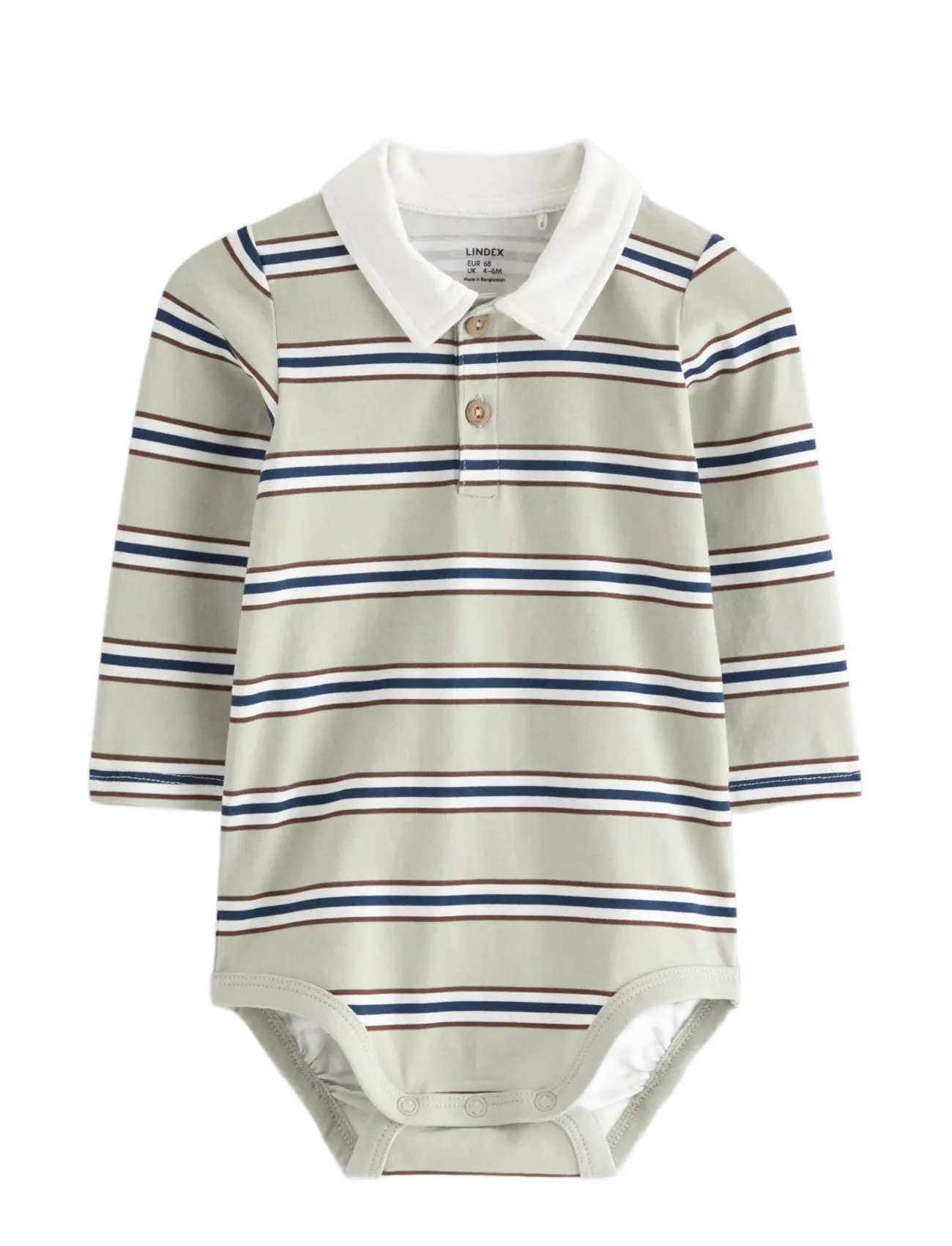 Lindex Bodysuit With Rugby Design, 62, Bodys, Grün - Long-sleeved, Kinder