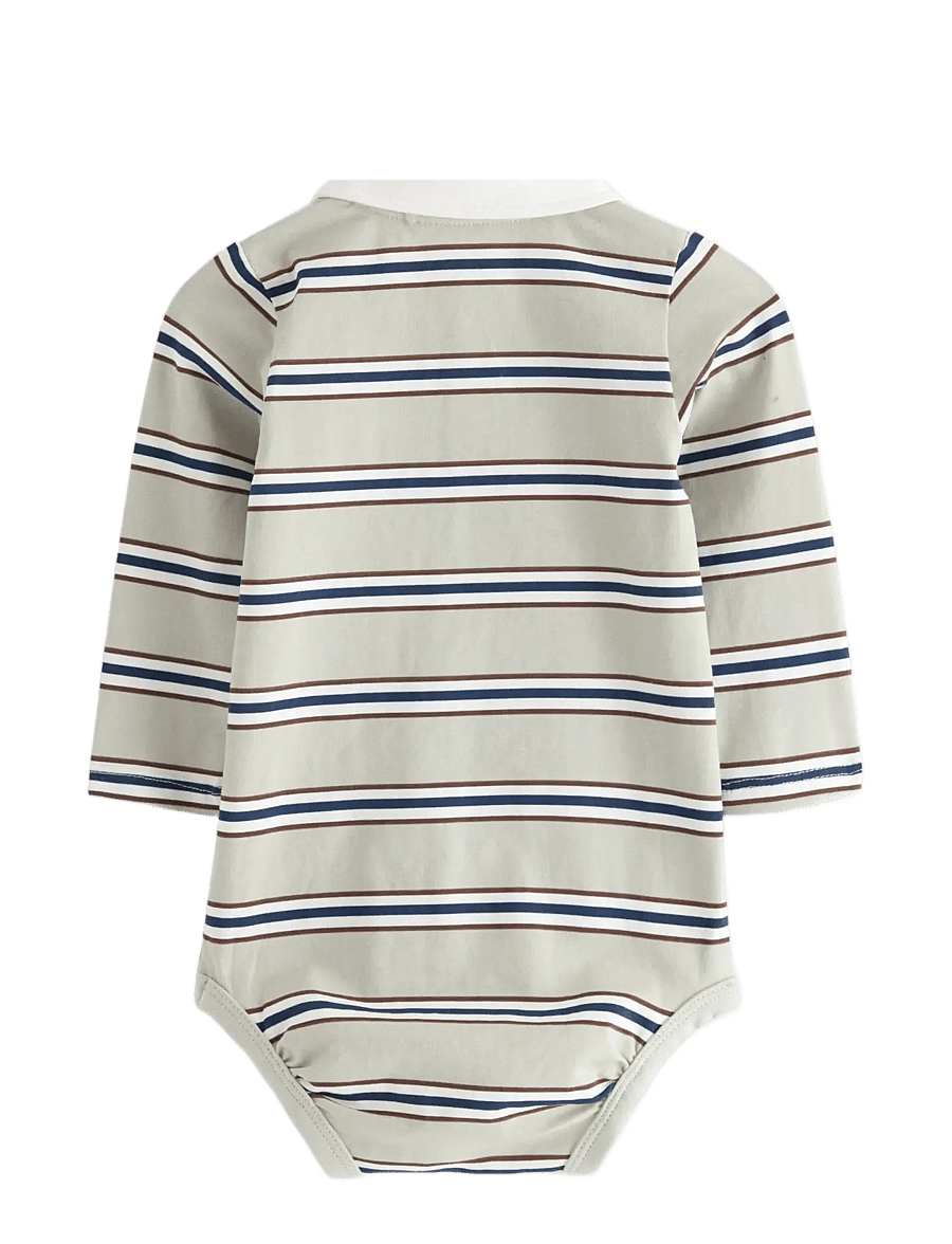 Lindex - Bodysuit with rugby design - light dusty green - 1