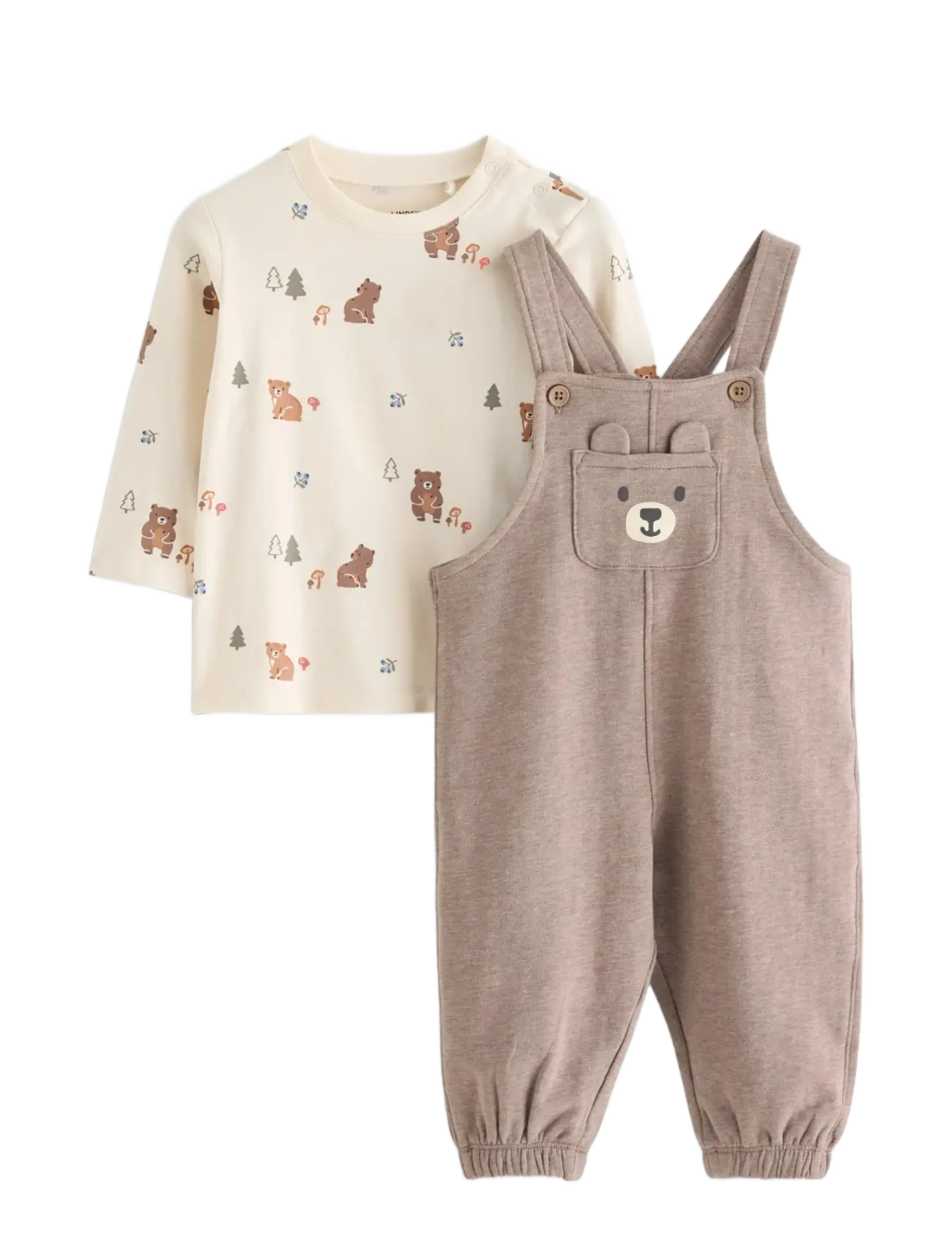 Lindex Set With Top And Latzhosen, 62, Sets, Creme - Sets Long-sleeved T-shirt, Kinder