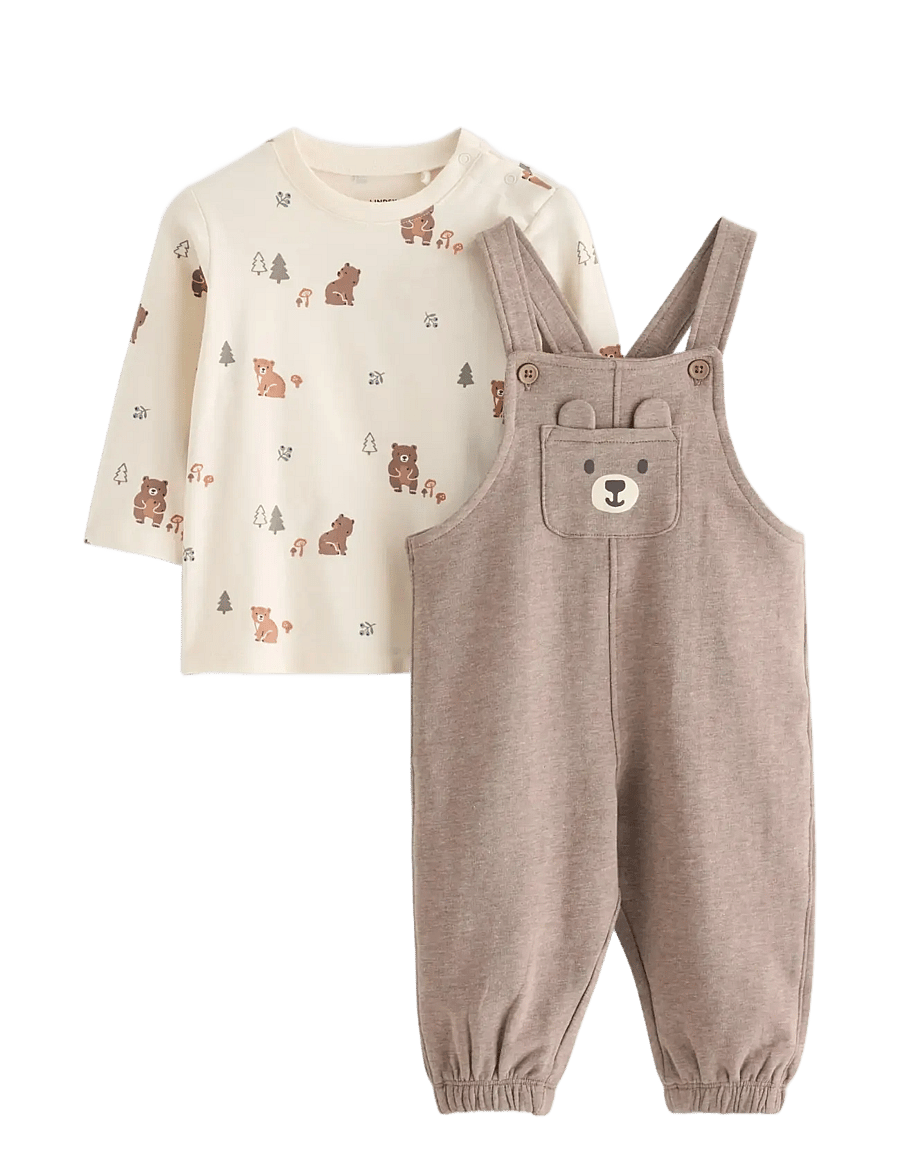 Lindex - Set with top and dungarees - sæt med langærmet t-shirt - white - 0