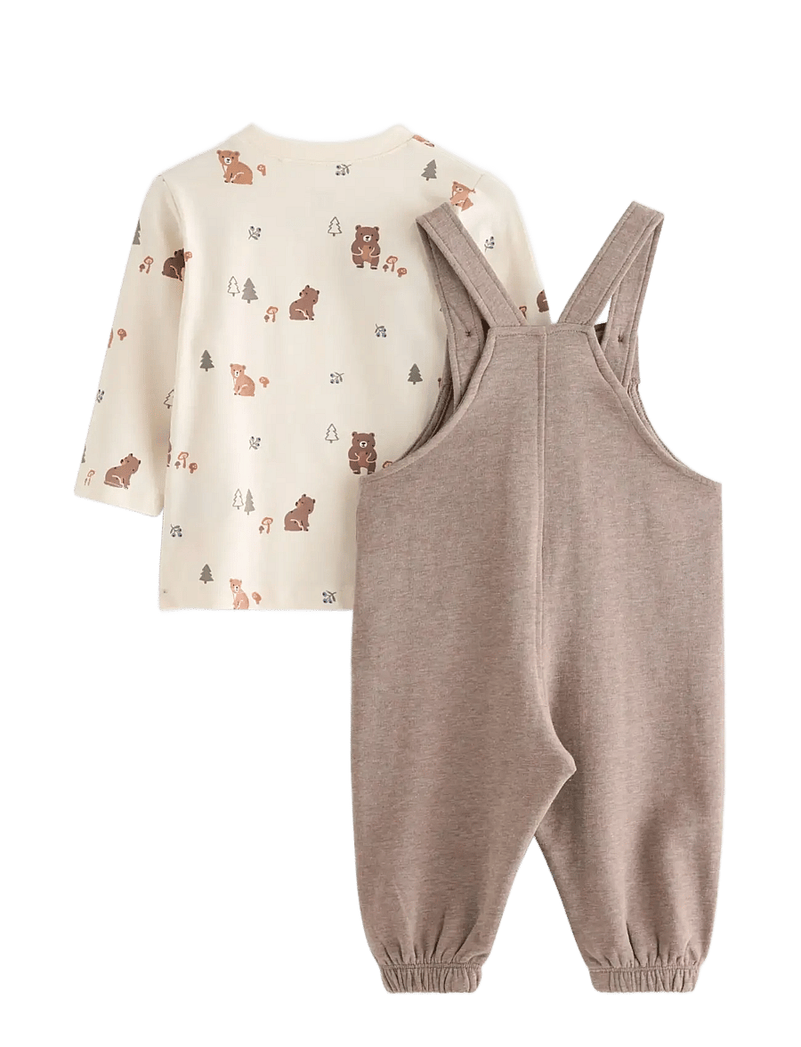 Lindex - Set with top and dungarees - sæt med langærmet t-shirt - white - 1