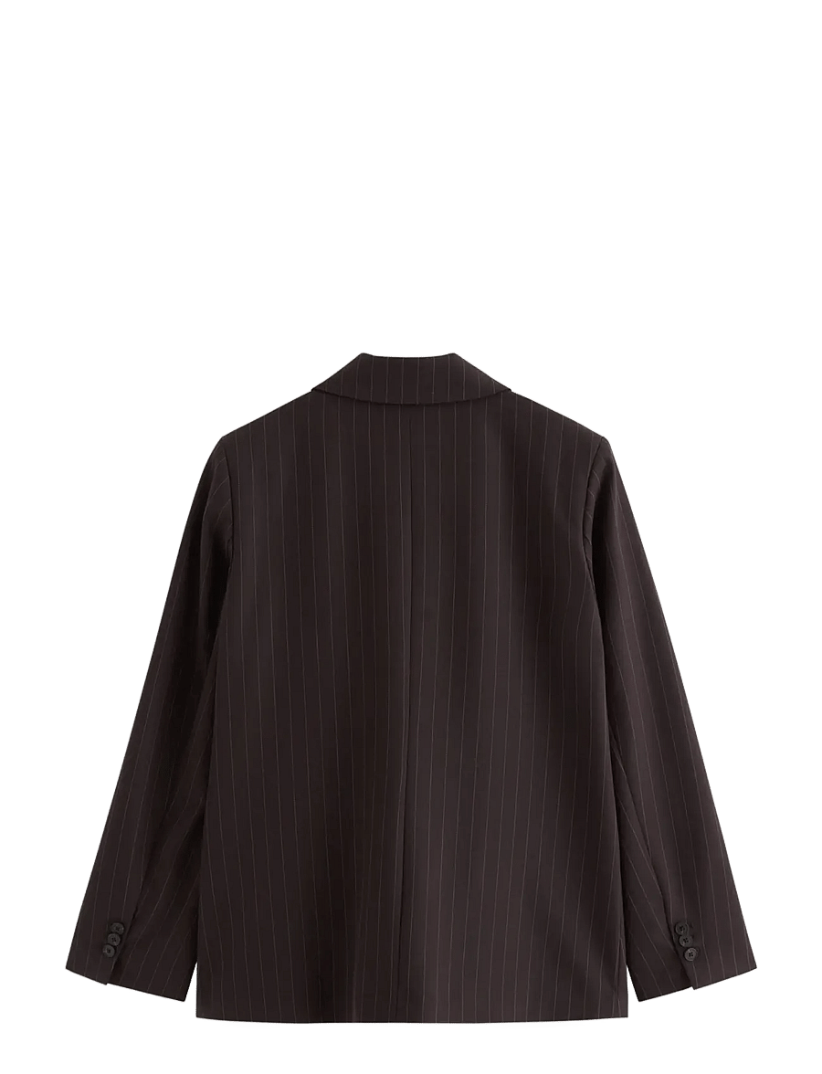 Lindex - Pinstriped oversized blazer - oversize kavajer - brown - 2