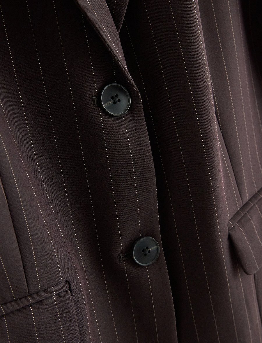 Lindex - Pinstriped oversized blazer - oversize kavajer - brown - 5
