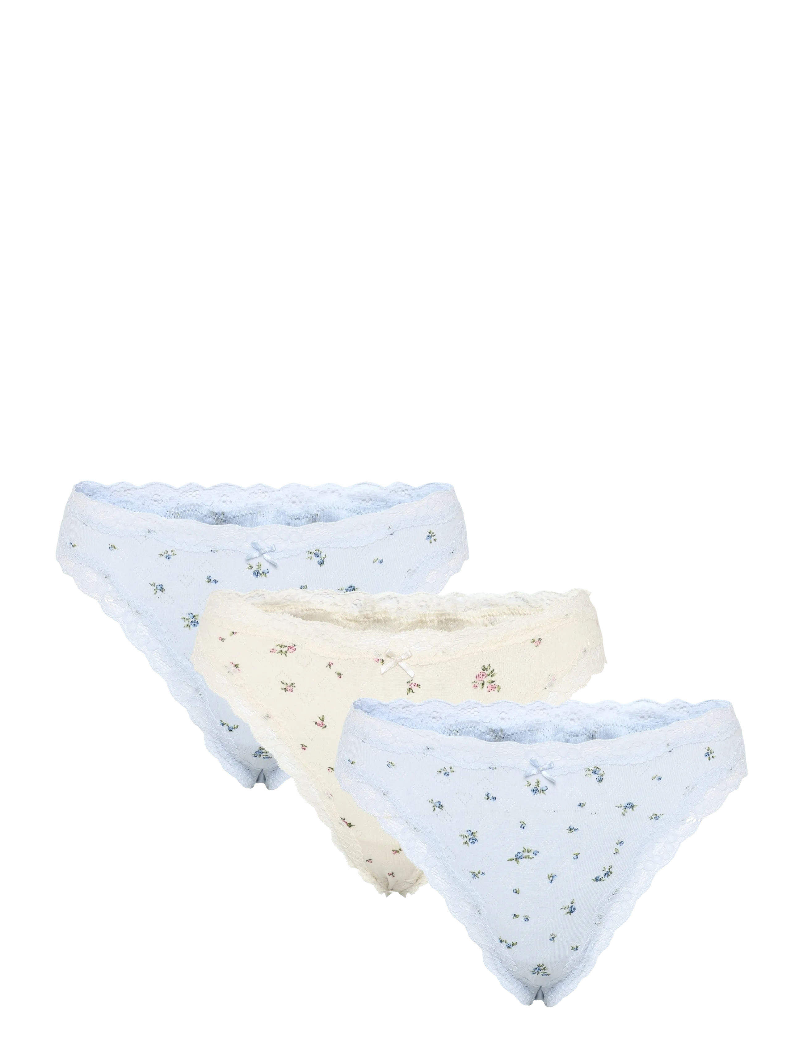 Lindex Brief Thong Reg Wilma Heart Po, Kvinder, Multipakke G-streng Trusser, Cream, Str: S