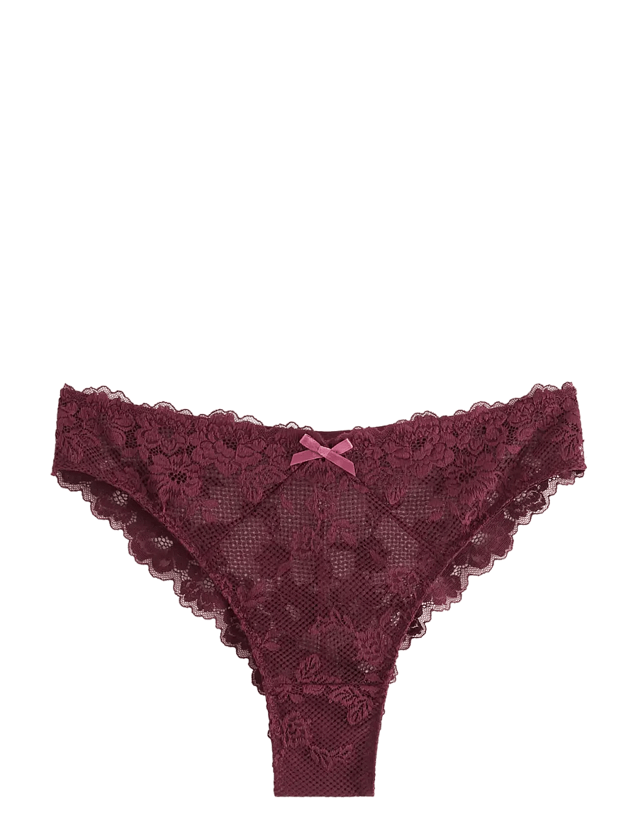 Lindex - Brazilian briefs in lace - brazilian trusser - dark dusty red - 1