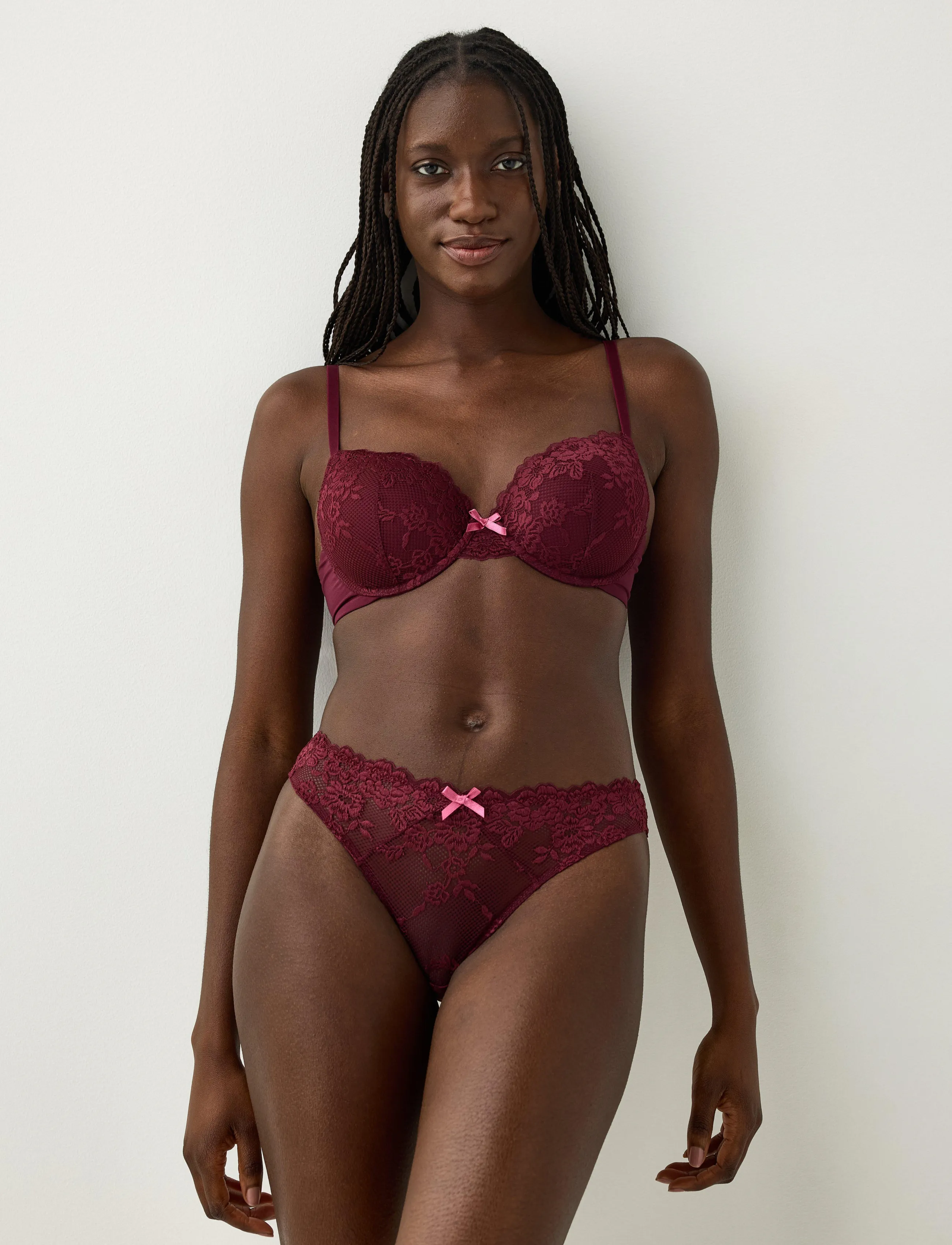 Lindex Brazilian briefs in lace - Underkläder - DARK DUSTY RED / burgundy