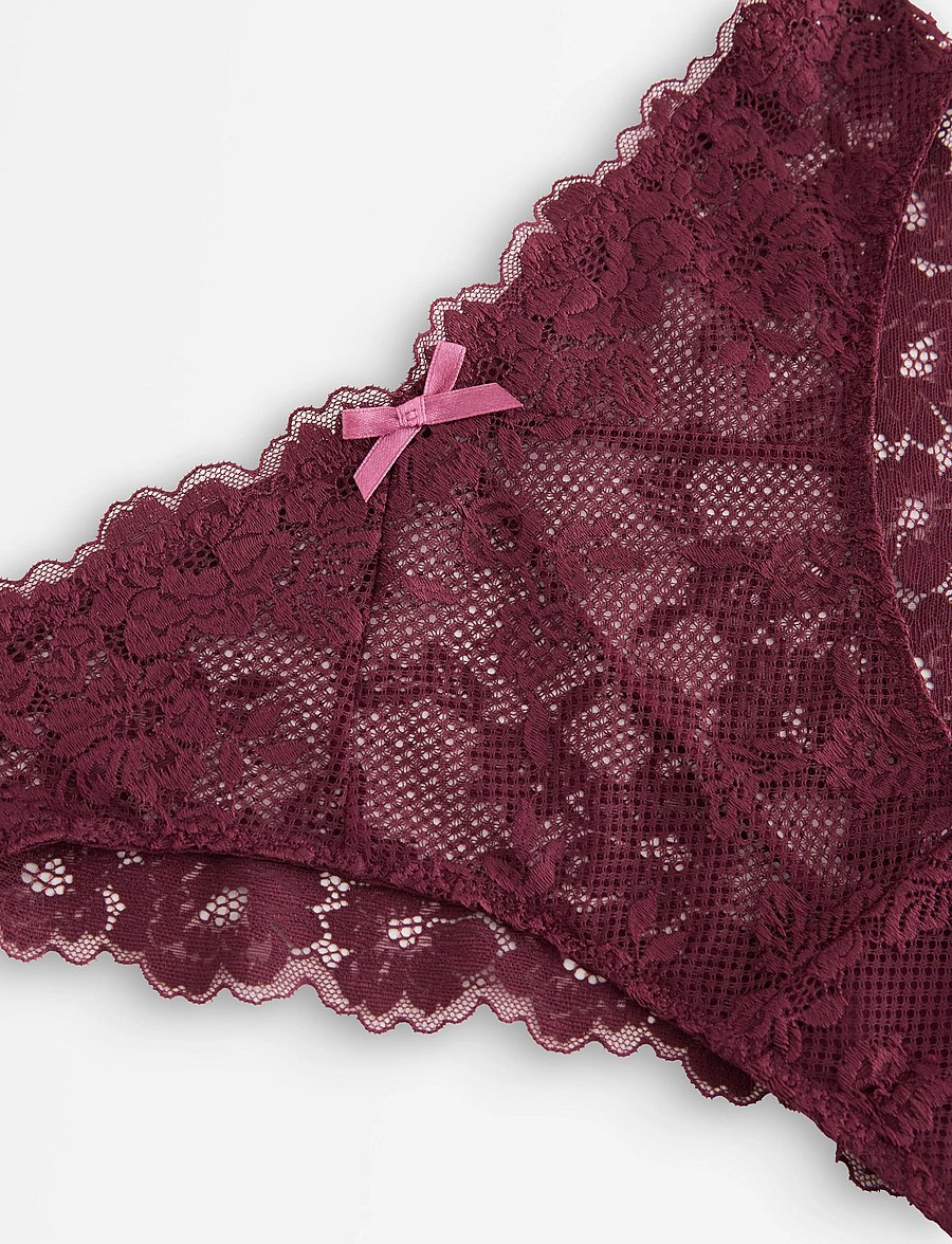 Lindex - Brazilian briefs in lace - brazilian trusser - dark dusty red - 5