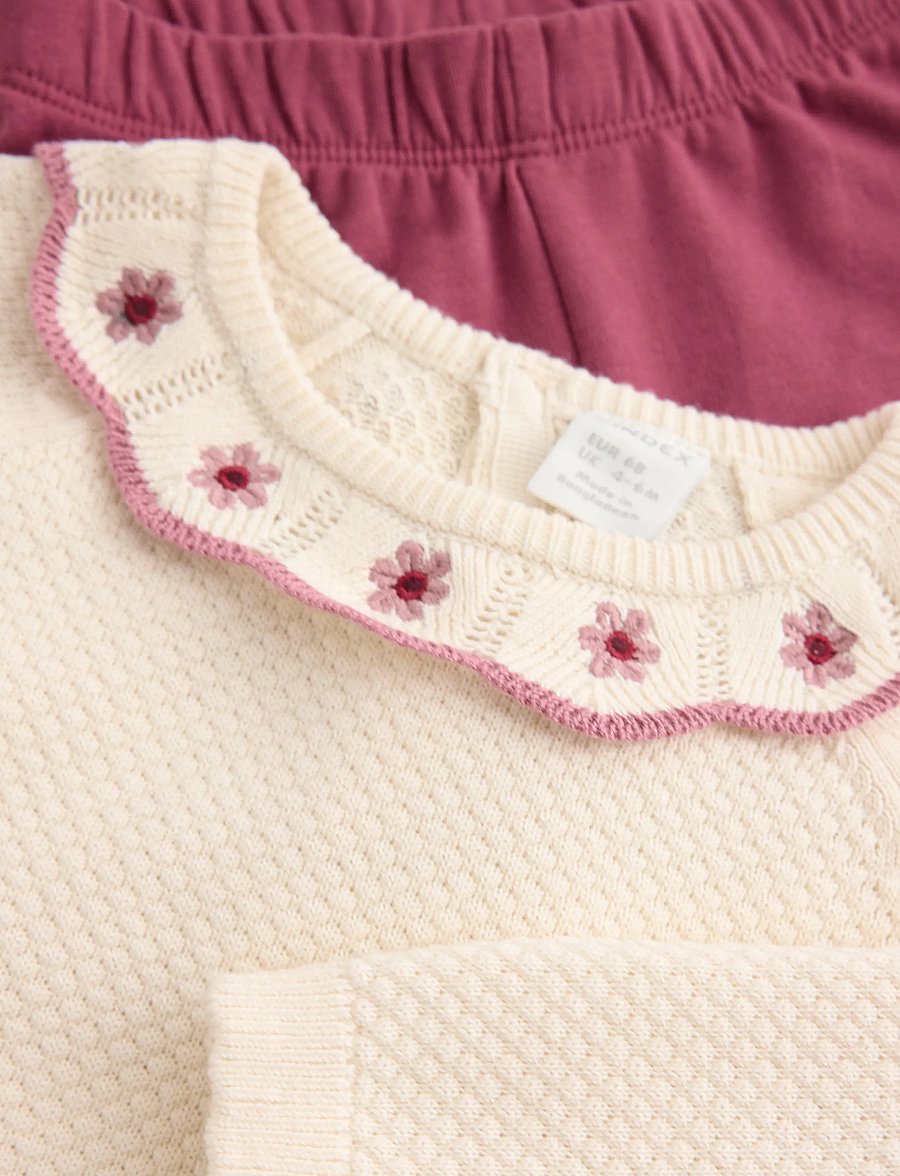 Lindex - Set with fine-knit jumper and leggings - sets mit langärmeligem t-shirt - dusty white - 2