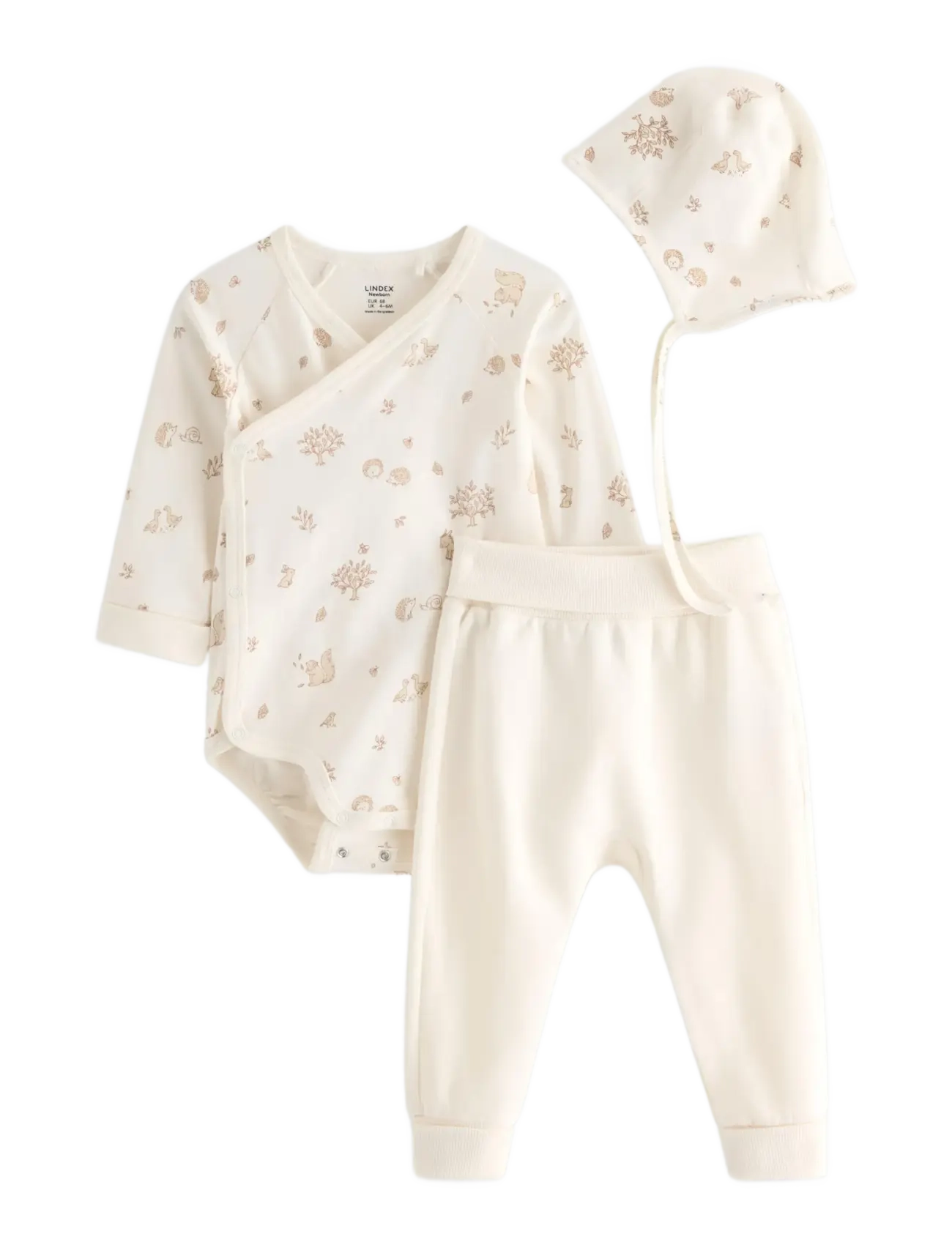 Lindex 3-Piece Baby Starter Kit, 56, Bodys, Creme - Long-sleeved, Kinder
