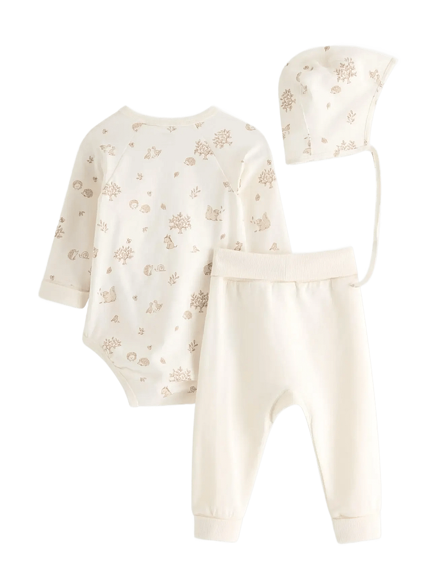 Lindex - 3-piece baby starter kit - langärmelige bodys - light white - 1