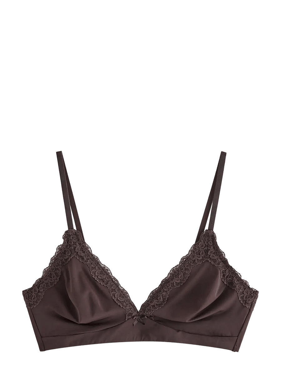 Lindex - Soft bra in micro material - bügellose bhs - dark dusty brown - 1
