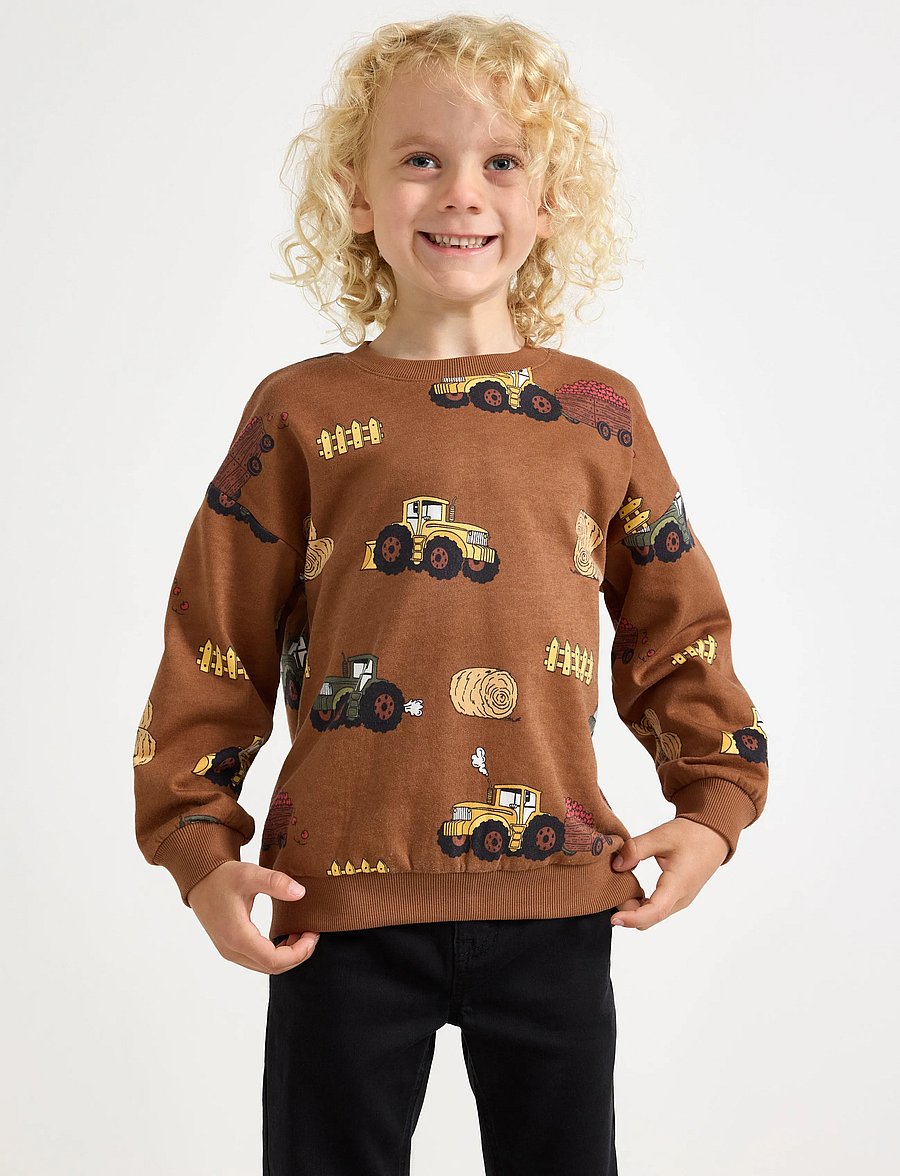 Lindex - Sweatshirt with brushed inside - sweatshirts - brown - 0