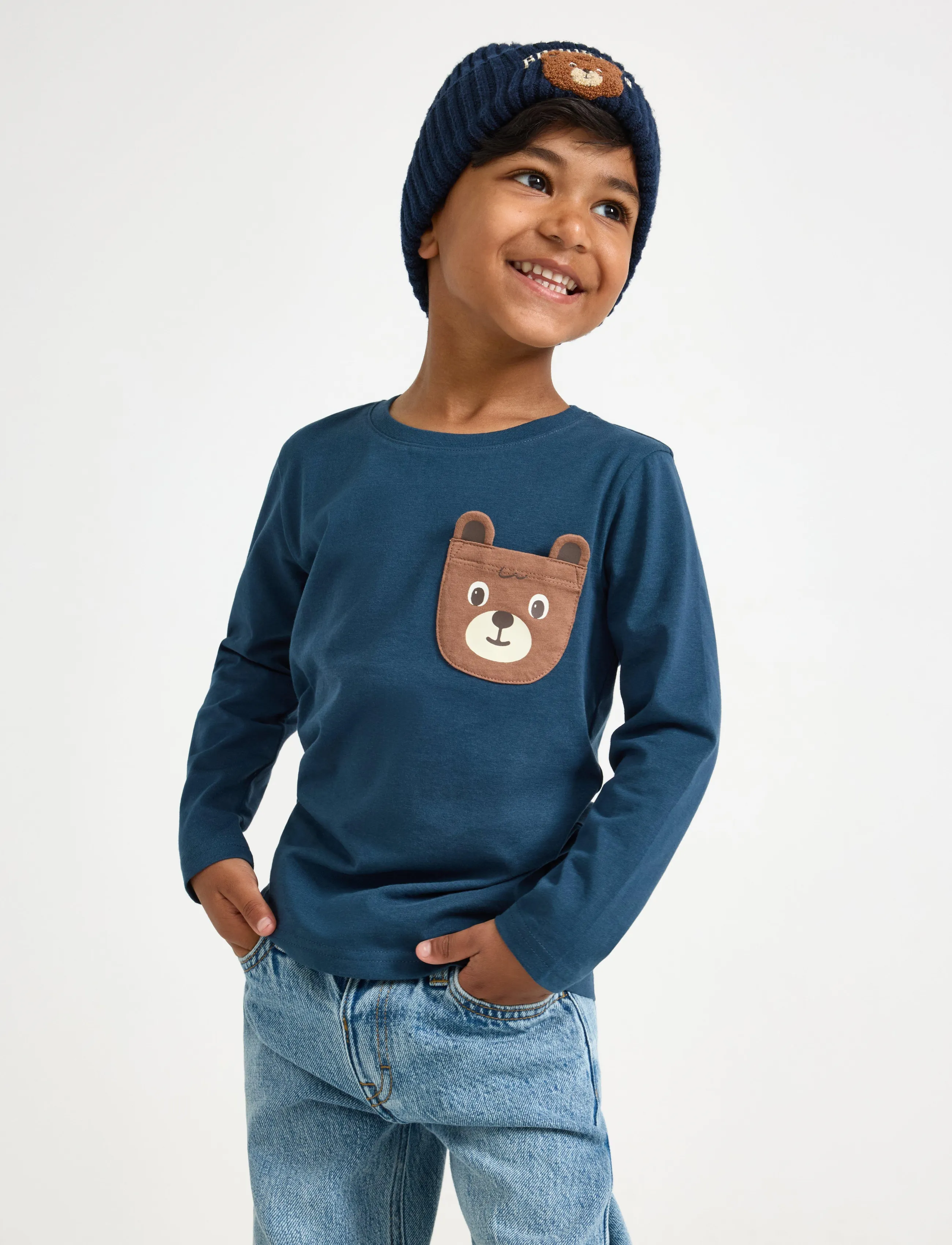 Lindex Long-Sleeved Top, 92, T-shirts, Marineblau - Long-sleeved Kinder