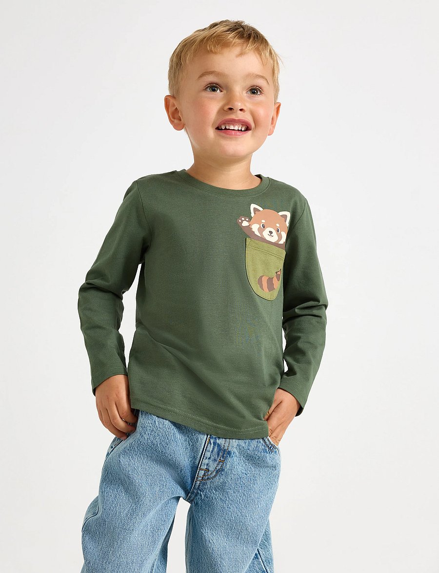 Lindex - Long-sleeved top - langærmede t-shirts - dusty khaki - 0