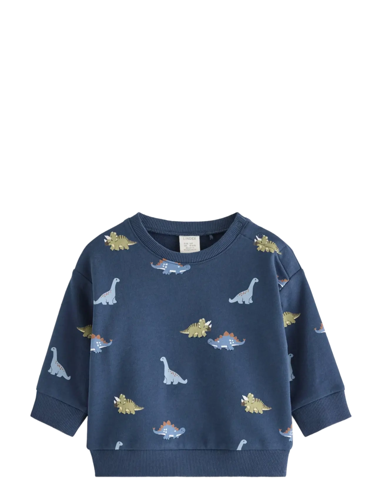 Lindex Sweatshirt With Dinosaurs, Børn, Dinosaur Sweatshirt, Navy, Str: 80