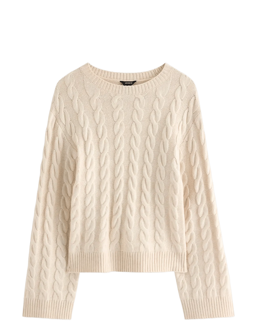 Lindex - Cable-knit jumper - stickade tröjor - off white - 1