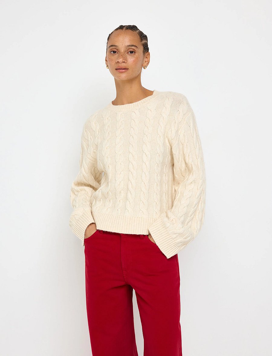 Lindex - Cable-knit jumper - stickade tröjor - off white - 0