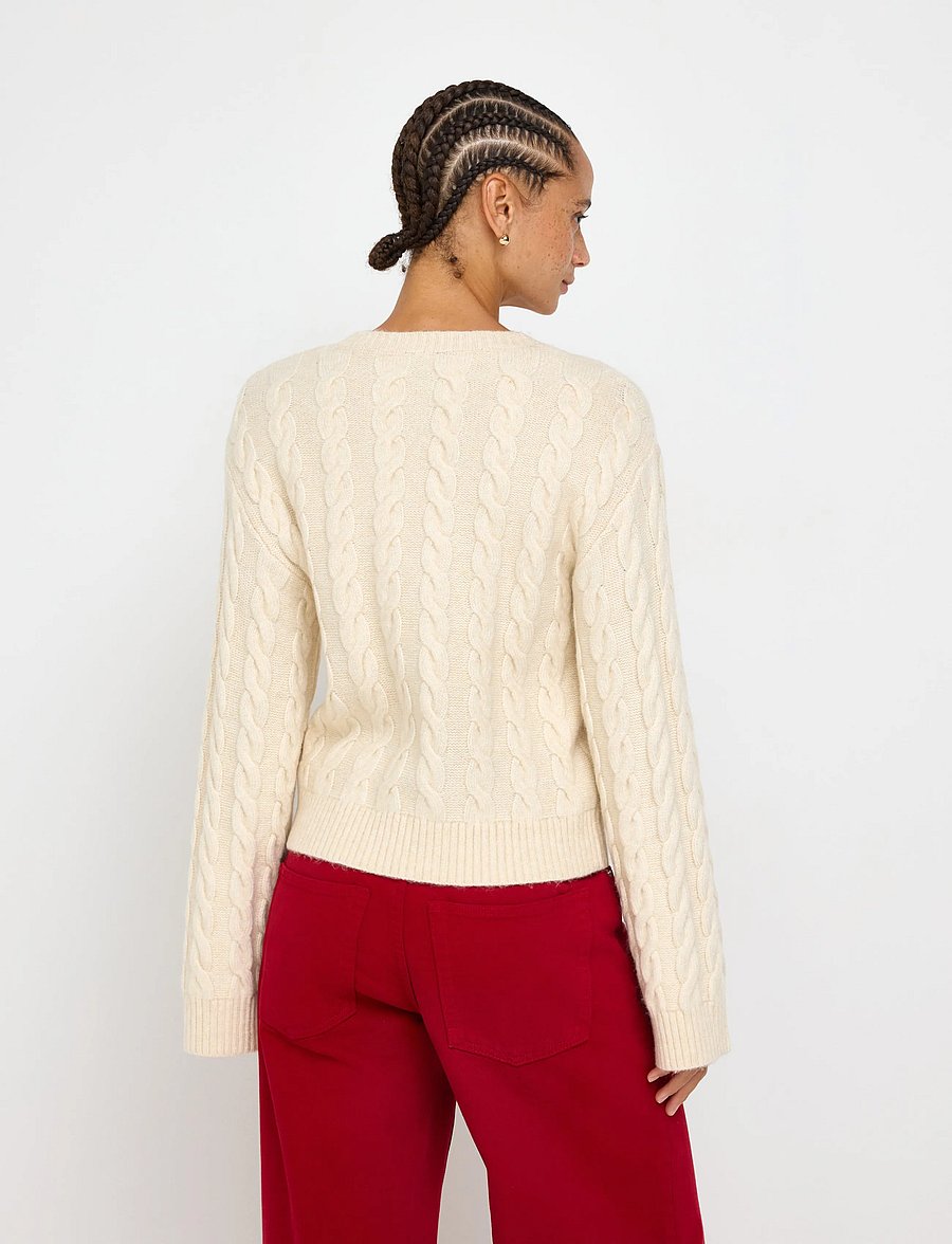 Lindex - Cable-knit jumper - stickade tröjor - off white - 3