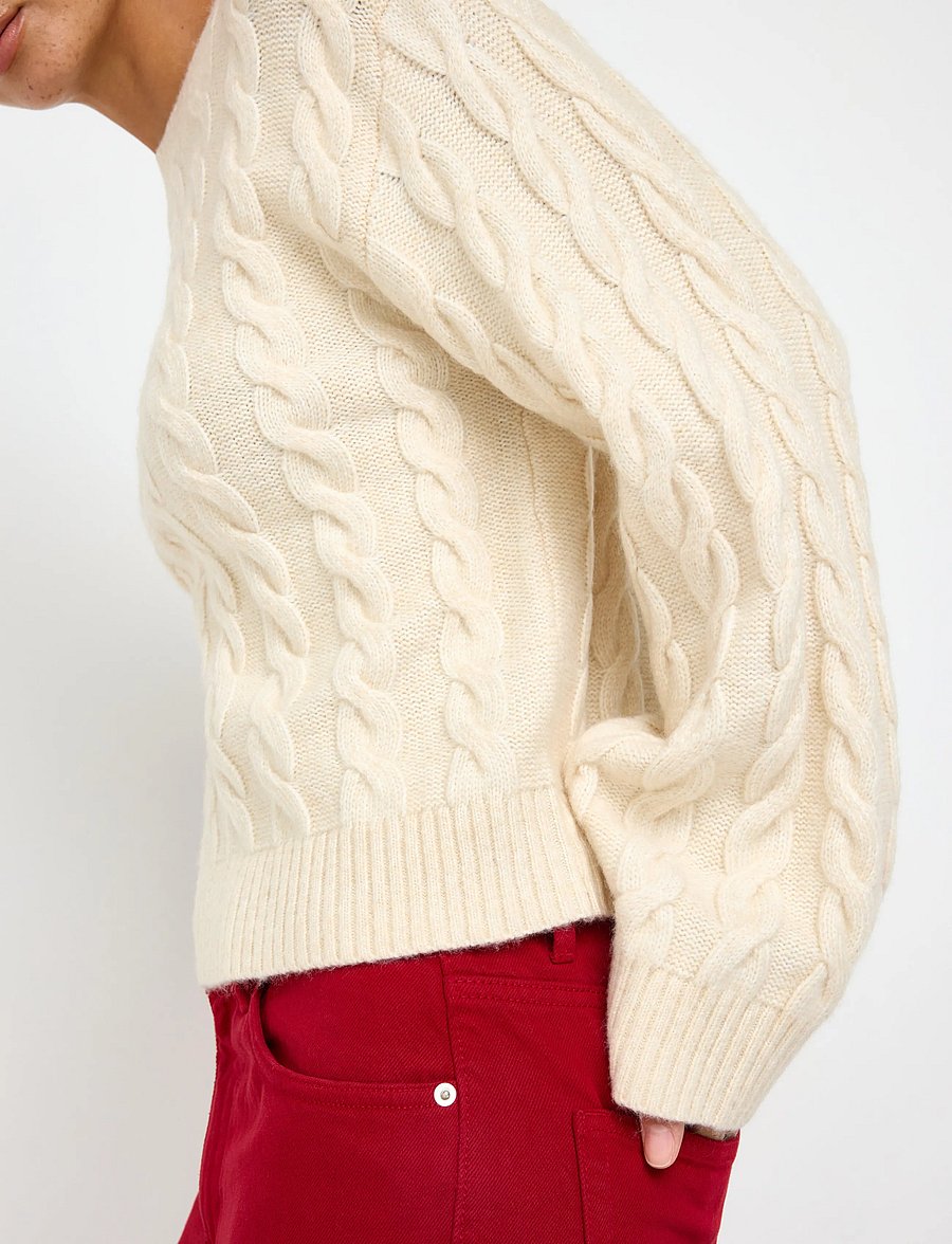 Lindex - Cable-knit jumper - stickade tröjor - off white - 4