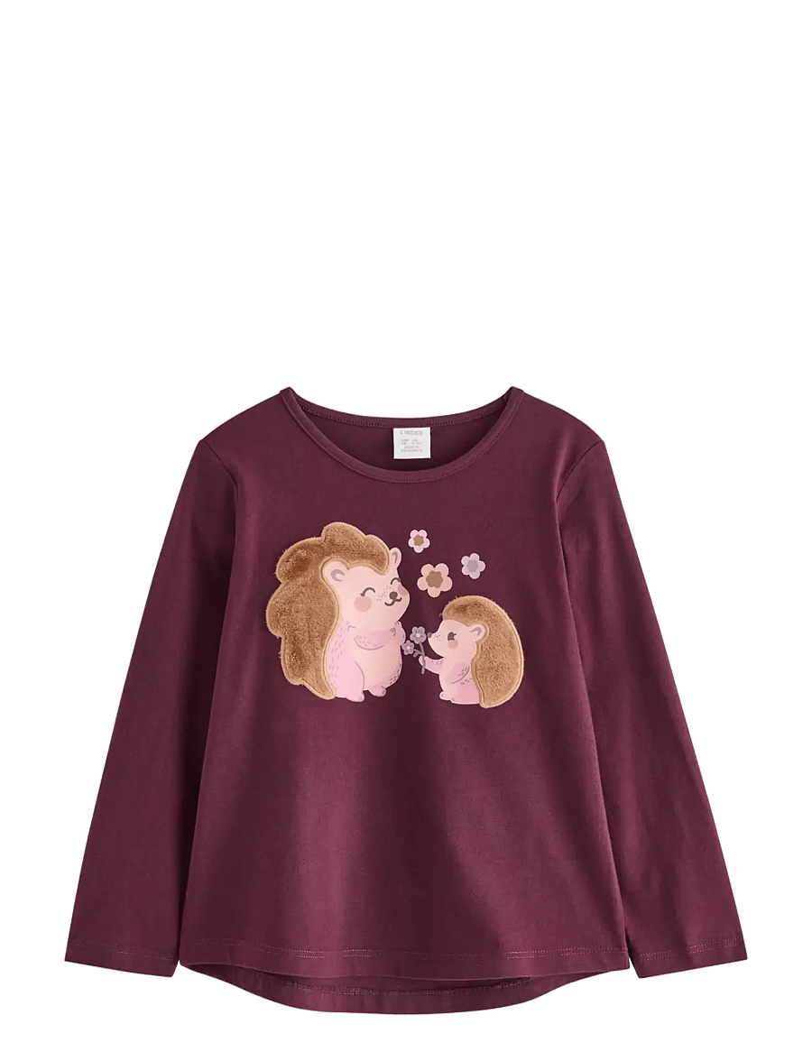 Lindex - Long-sleeved top with applique - langärmelig - dark lilac - 0