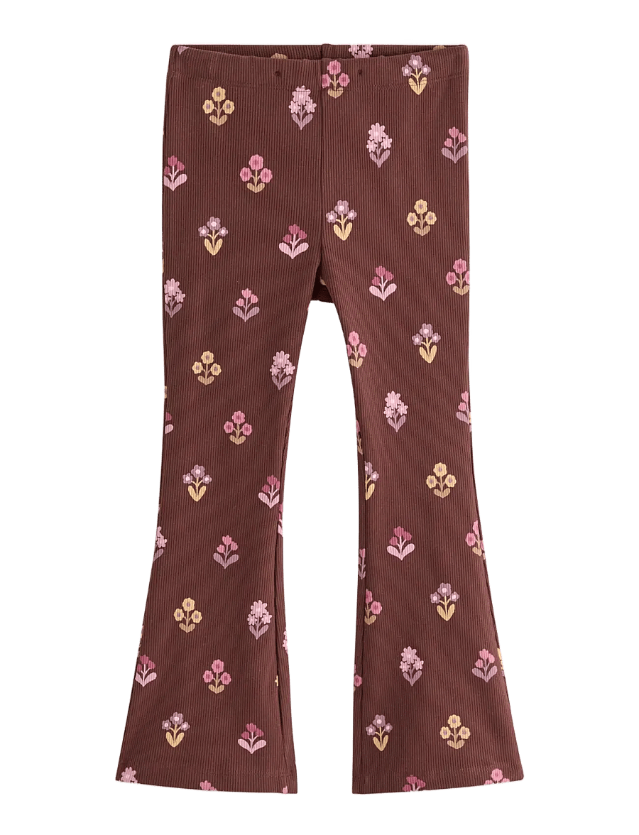Lindex - Flared ribbed leggings - leggings - dark brown - 1