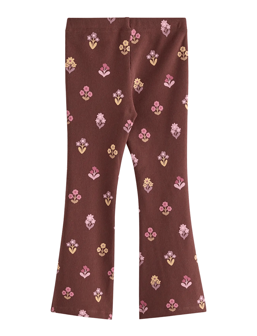 Lindex - Flared ribbed leggings - leggings - dark brown - 2