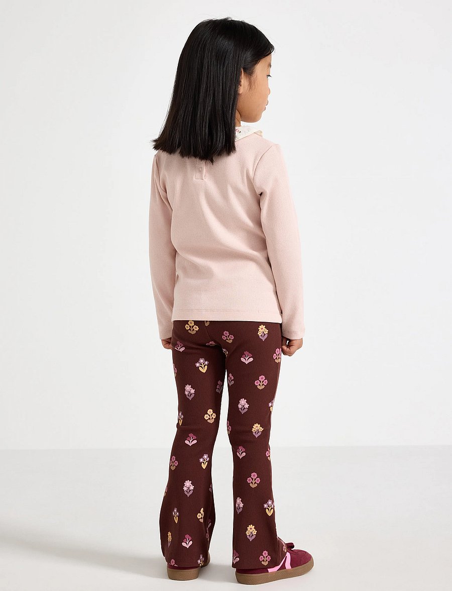Lindex - Flared ribbed leggings - leggings - dark brown - 3