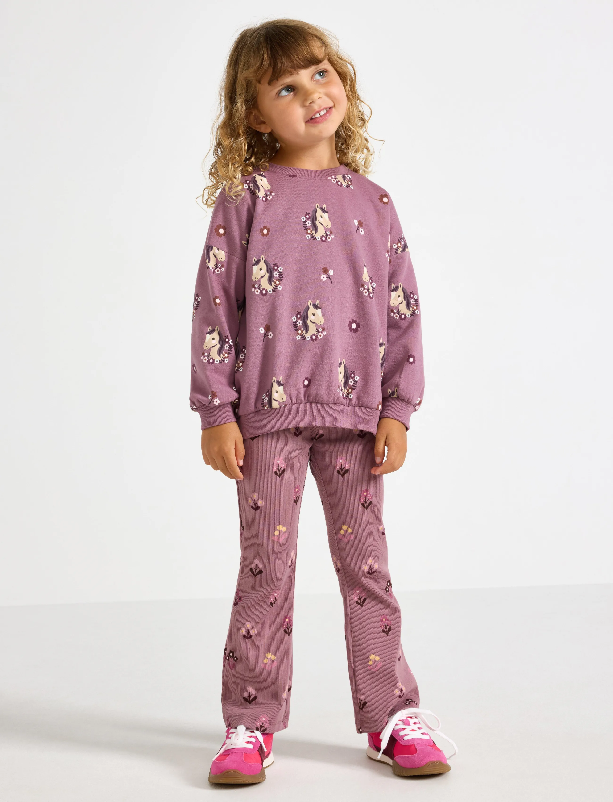 Lindex - Flared ribbed leggings - leggings - dusty lilac - 0